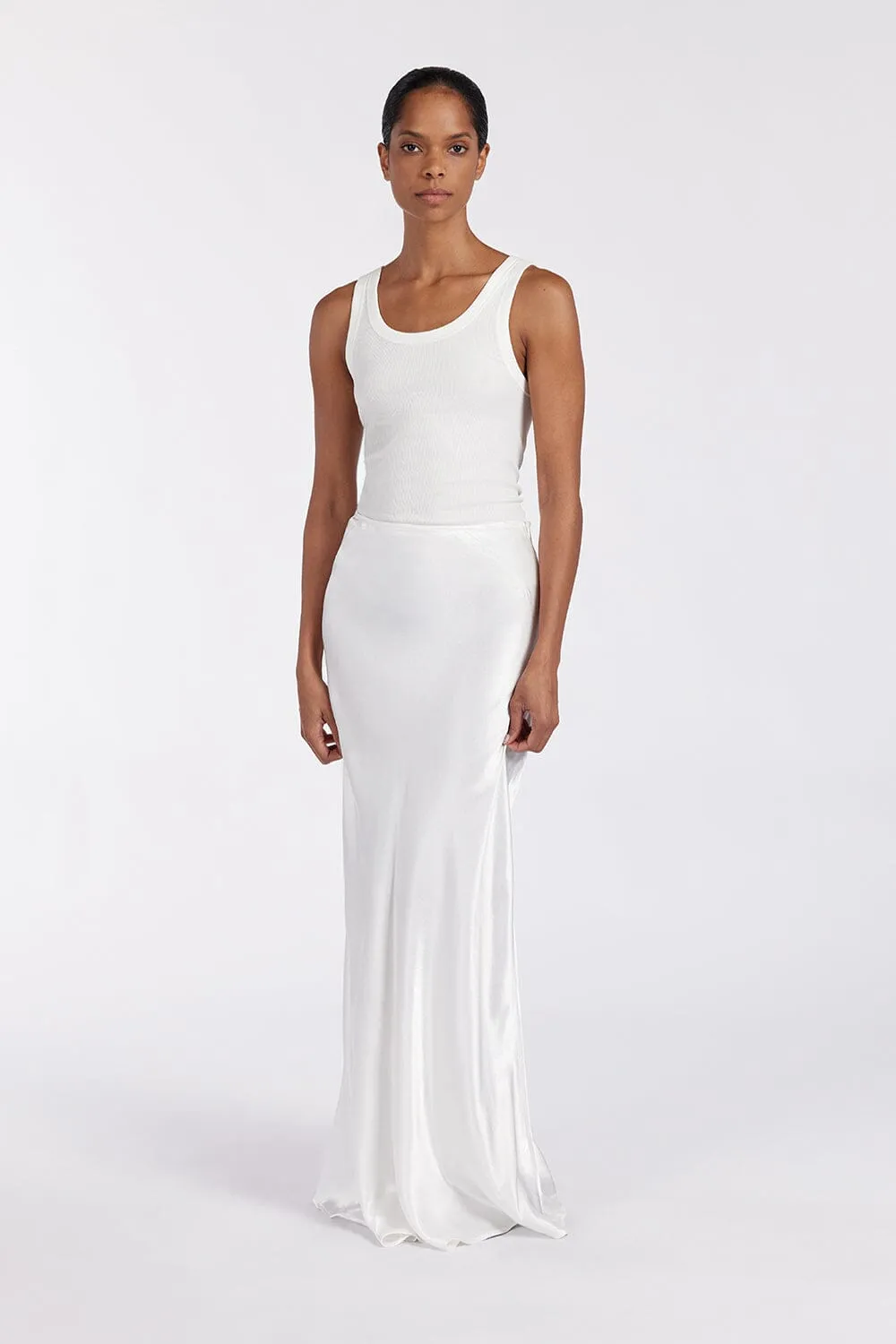 CHARLI WHITE SATIN MAXI SKIRT