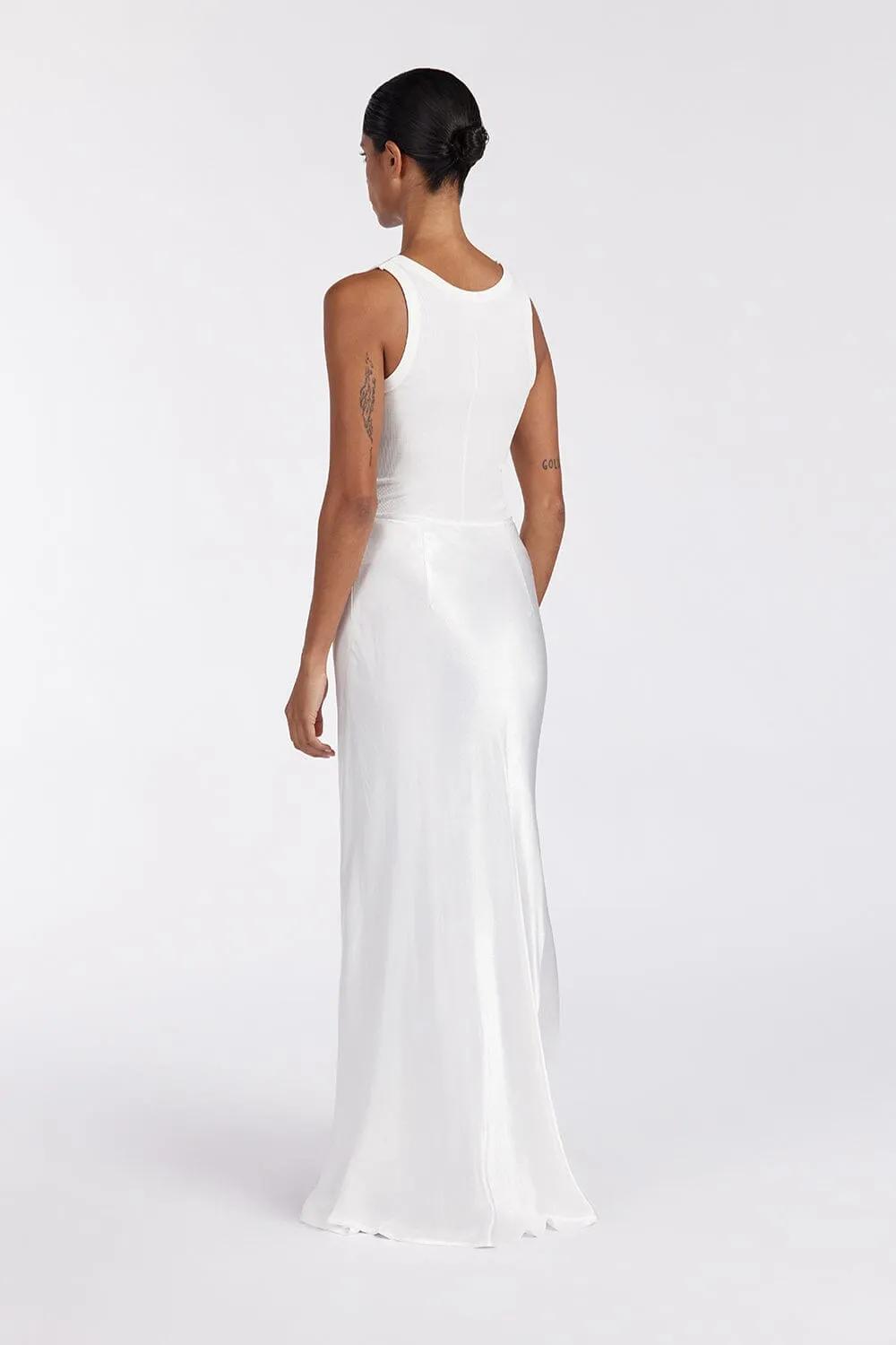 CHARLI WHITE SATIN MAXI SKIRT