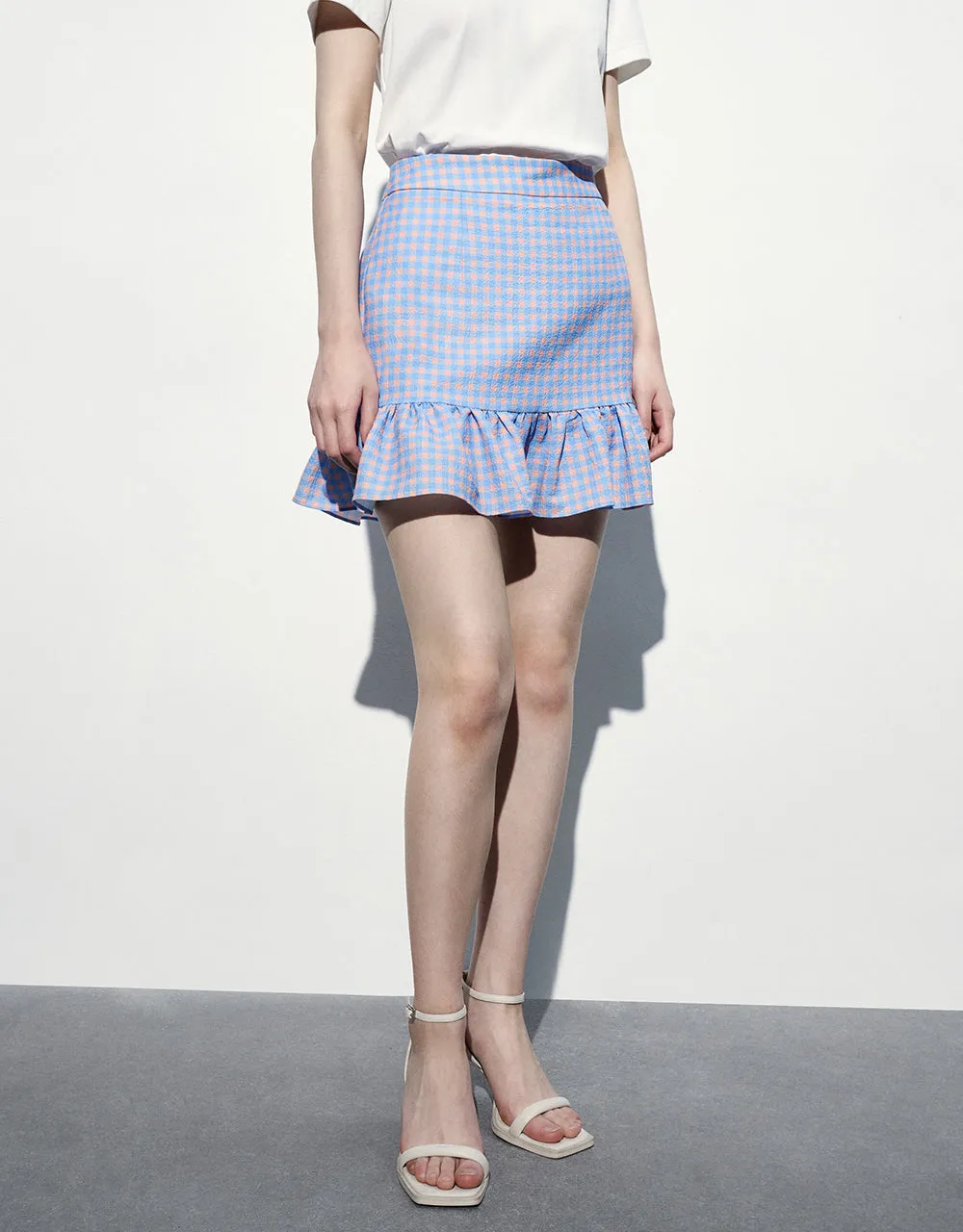 Checkered Mini A-Line Skirt