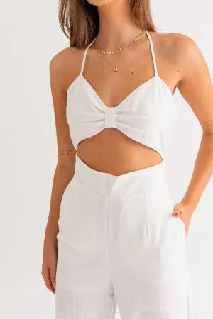 Christelle Halter neck jumpsuit (White)