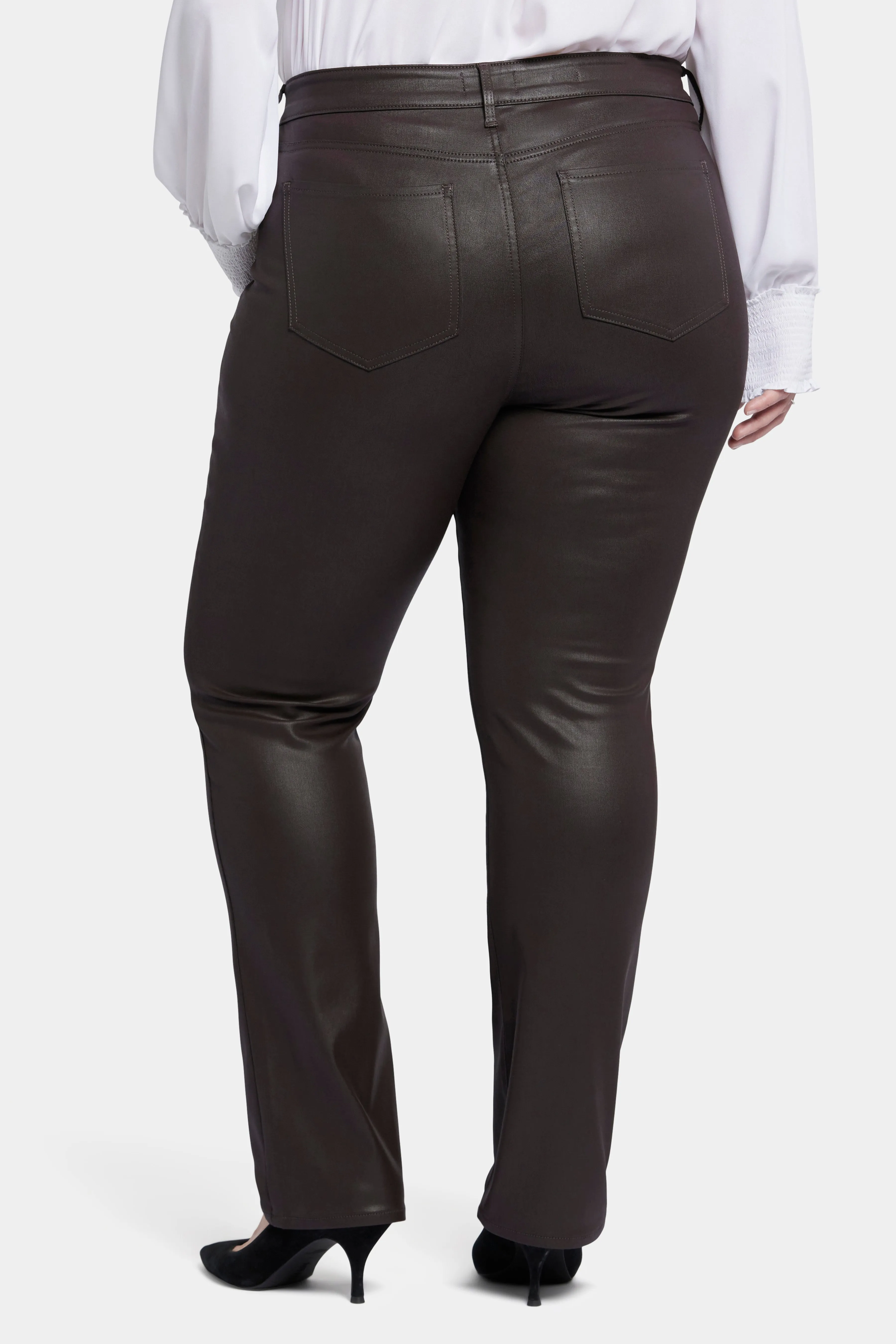 Coated Marilyn Straight Jeans In Plus Size - Cordovan Coated