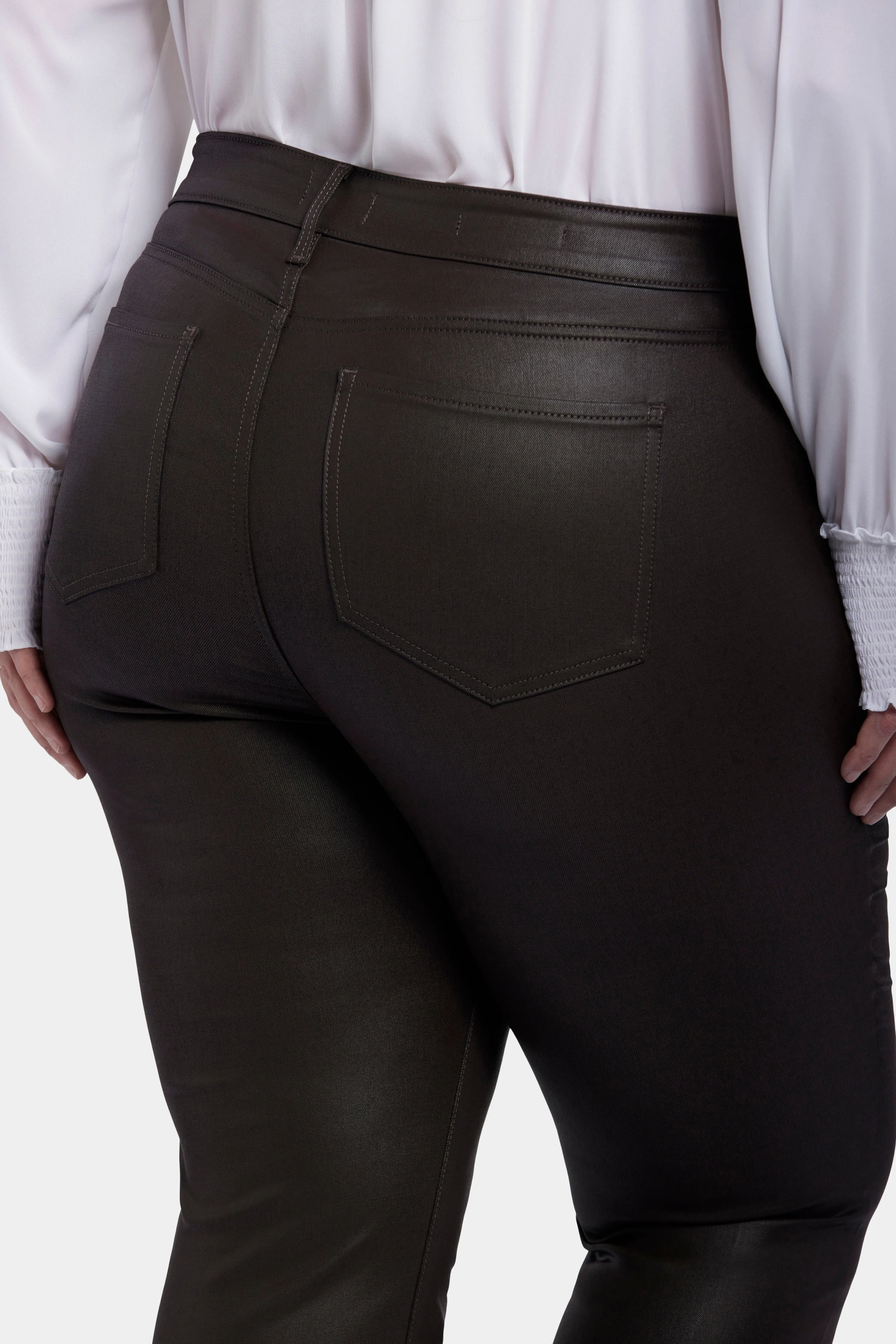 Coated Marilyn Straight Jeans In Plus Size - Cordovan Coated