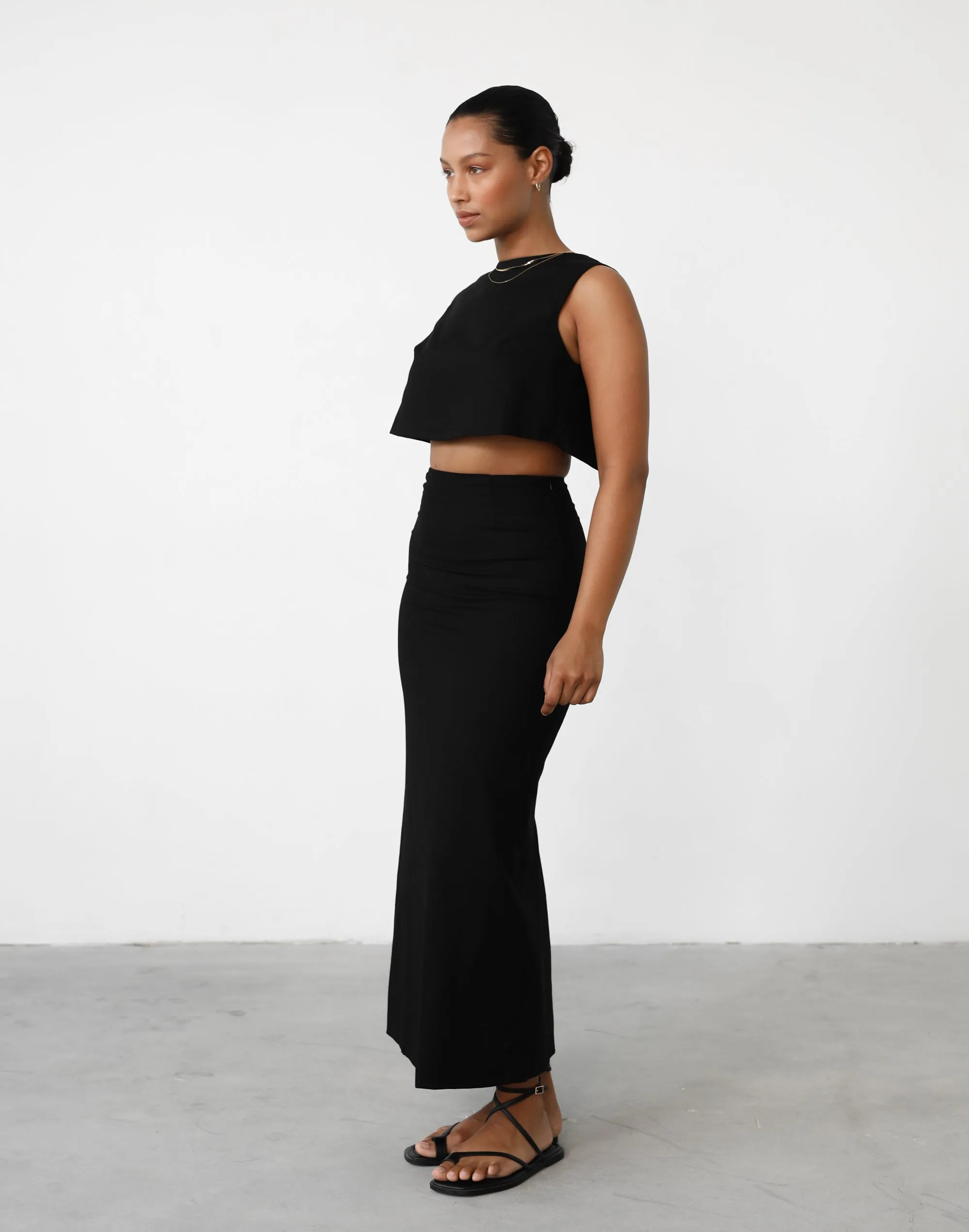 Como Linen Maxi Skirt (Black)