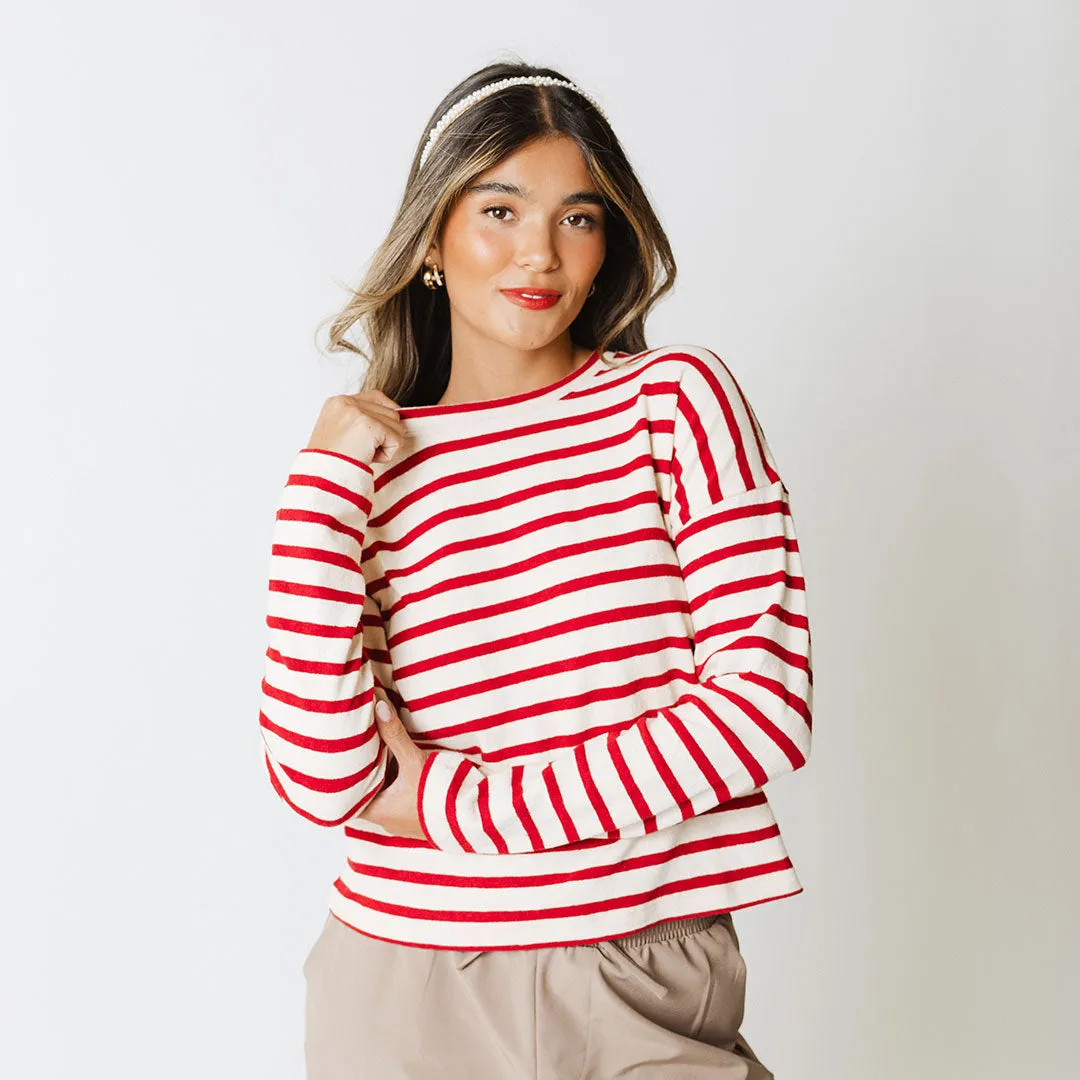 Crimson Striped Sweater