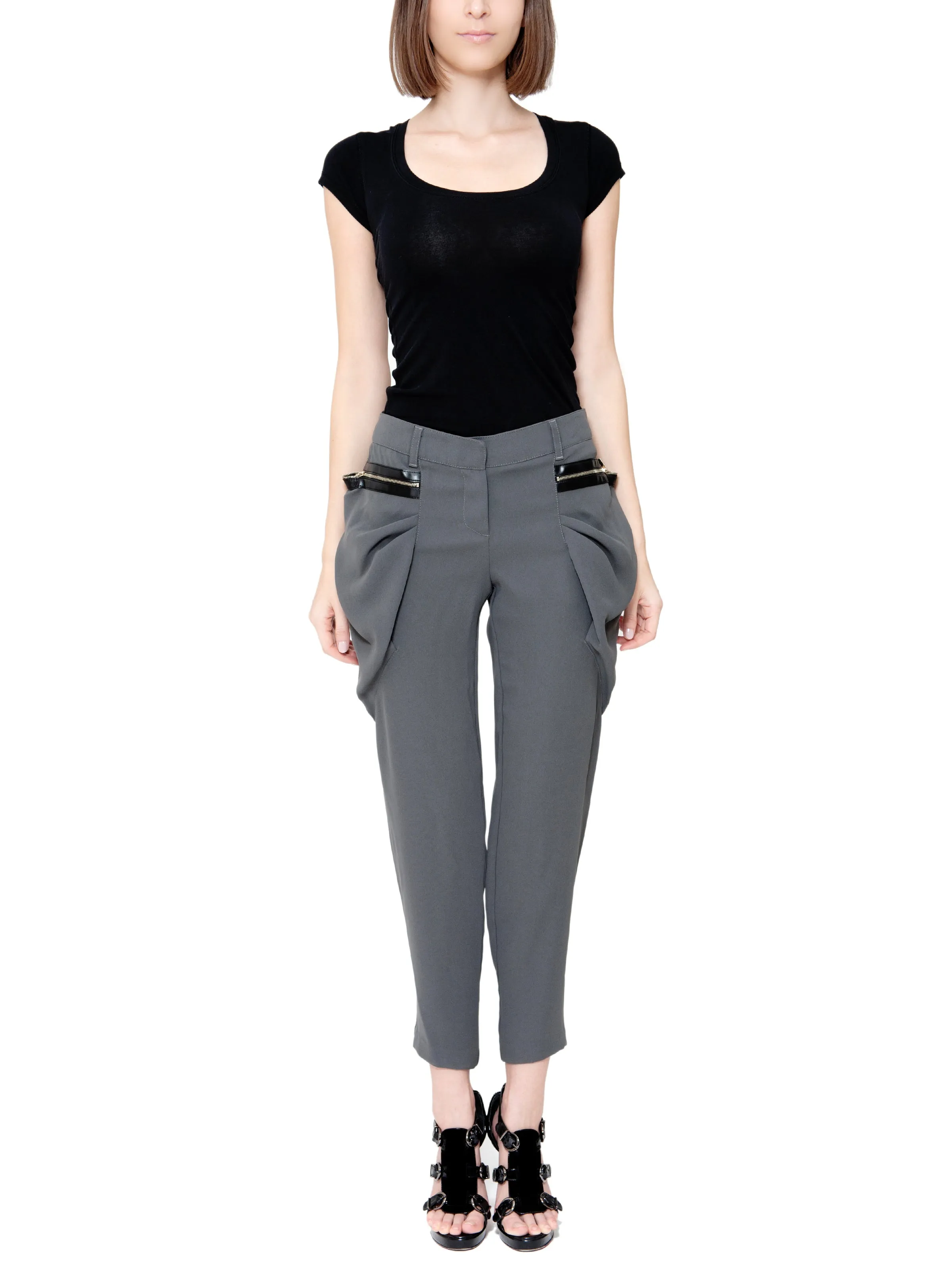 Cropped Trousers With Puffed Pockets