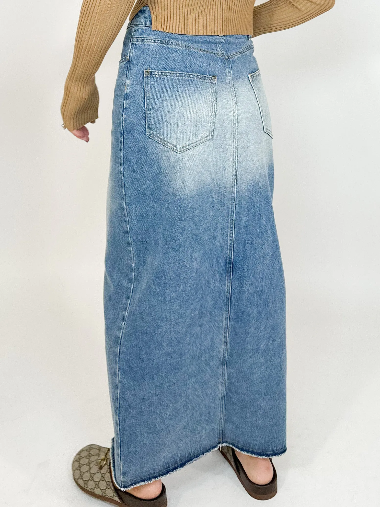 Crossover Denim Maxi Skirt | FINAL SALE