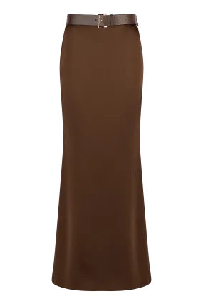 CURAAE Haven Maxi Mermaid Slip Skirt With Belt In Coco