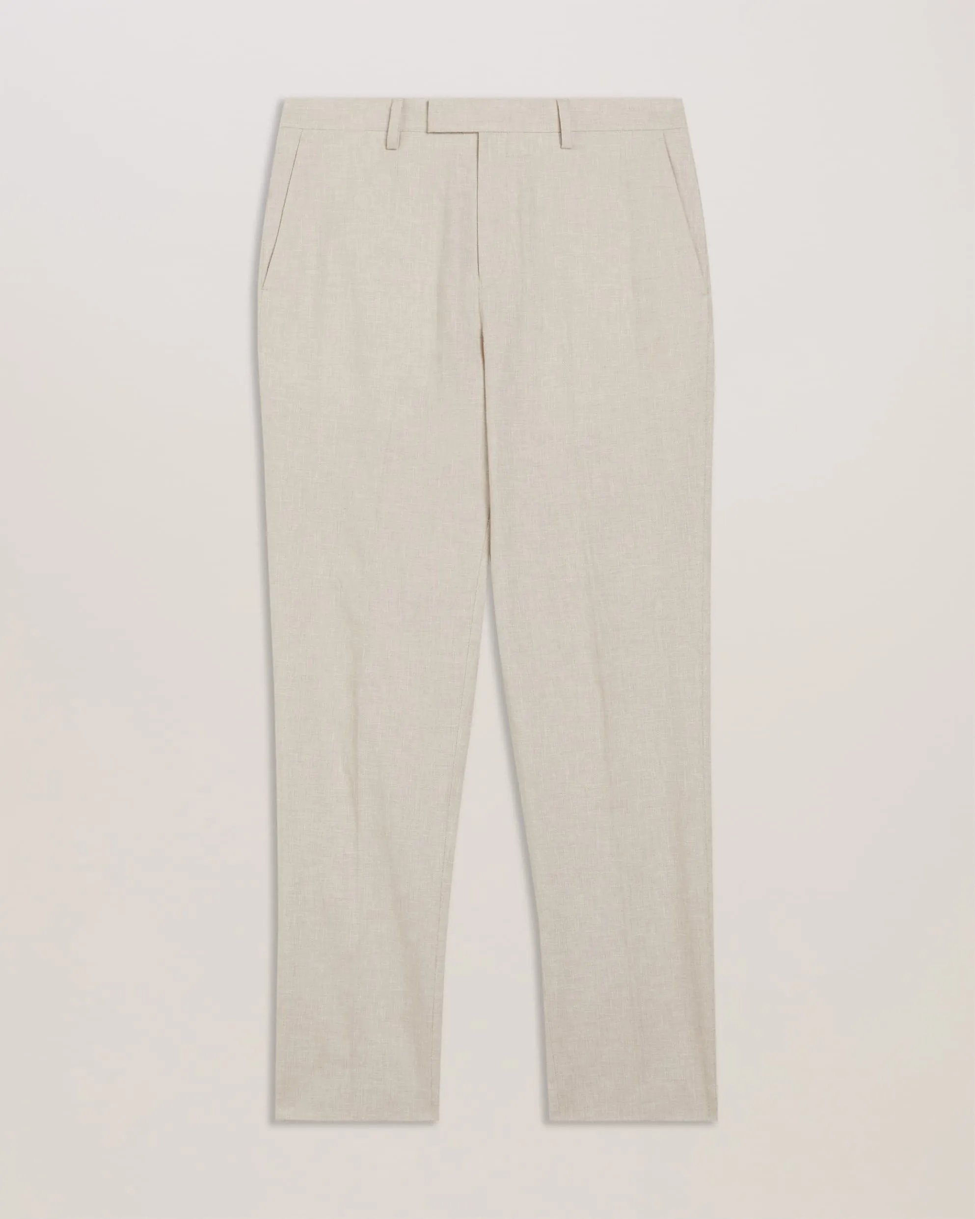 Damaskt Slim Fit Linen Tailored Trousers Natural