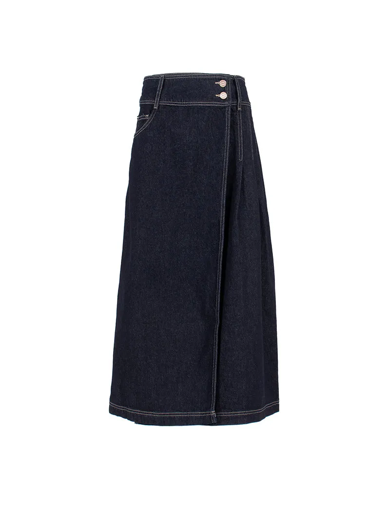 Damson Madder Raye Denim Skirt Dark Indigo