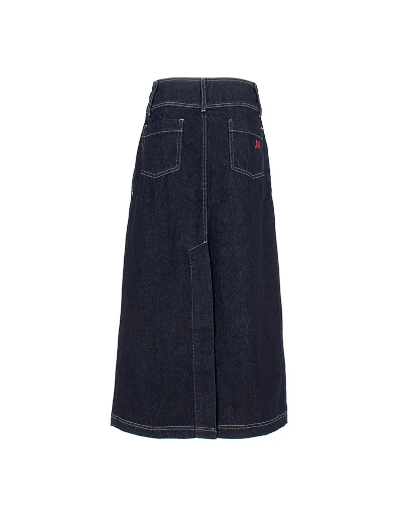 Damson Madder Raye Denim Skirt Dark Indigo