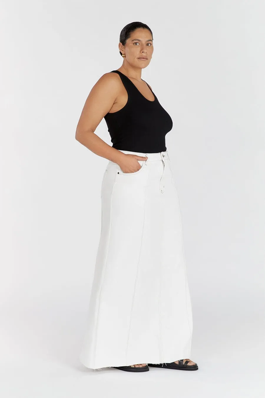 DELLA OFF WHITE COLUMN DENIM SKIRT