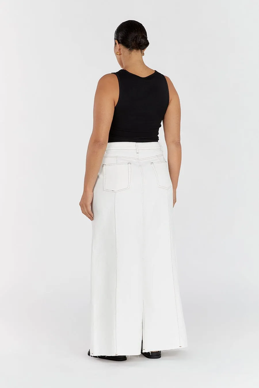 DELLA OFF WHITE COLUMN DENIM SKIRT