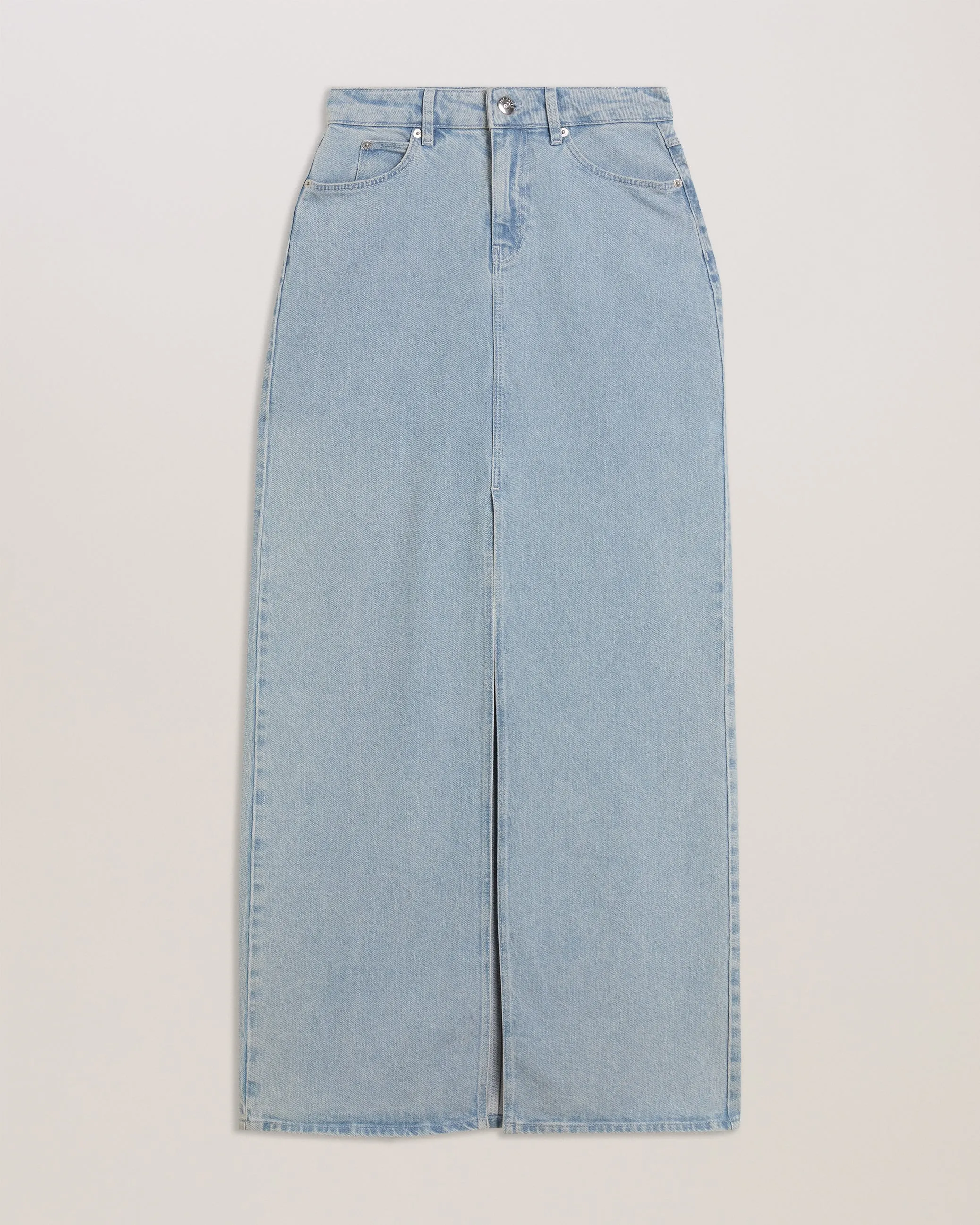 Dorlat Maxi Denim Skirt With Centre Front Sl Lt-Wash