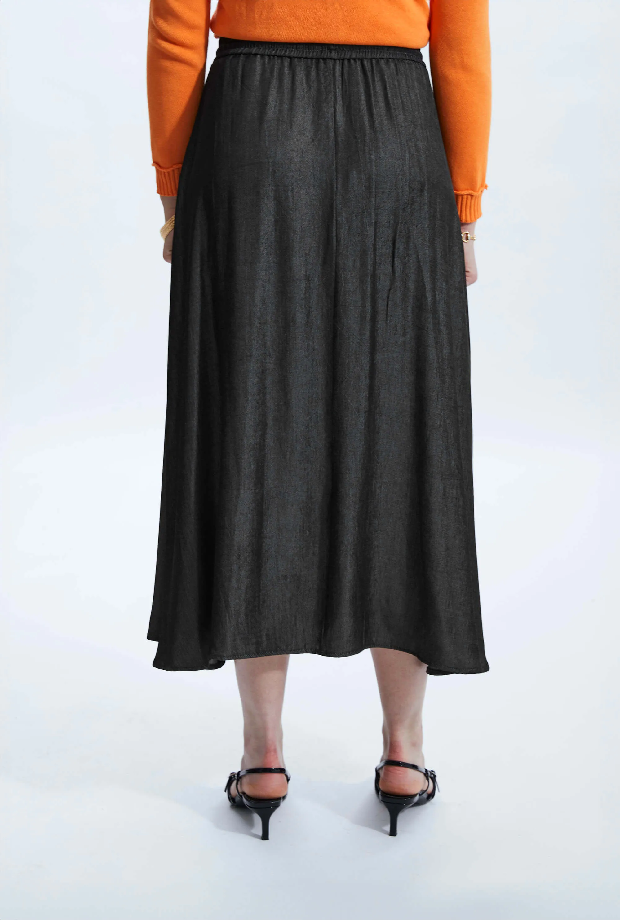 Draw String Maxi Skirt Black