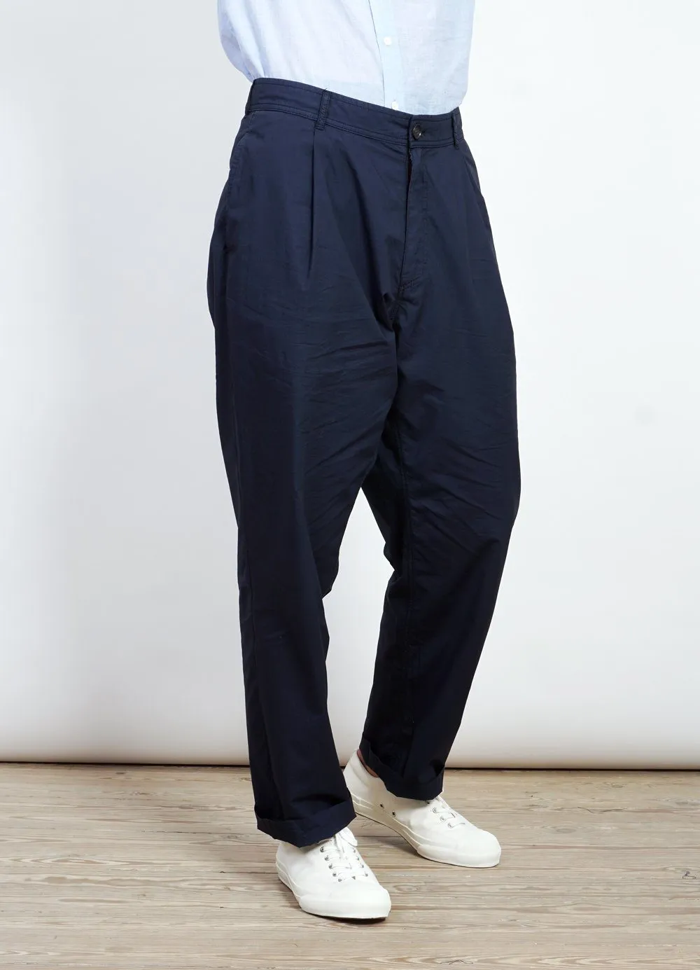 EIGIL | Light Wide Cut Summer Trousers | Navy