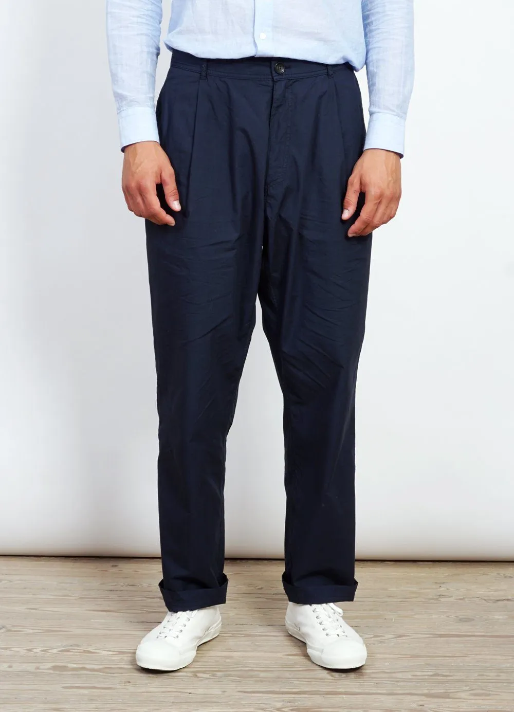 EIGIL | Light Wide Cut Summer Trousers | Navy