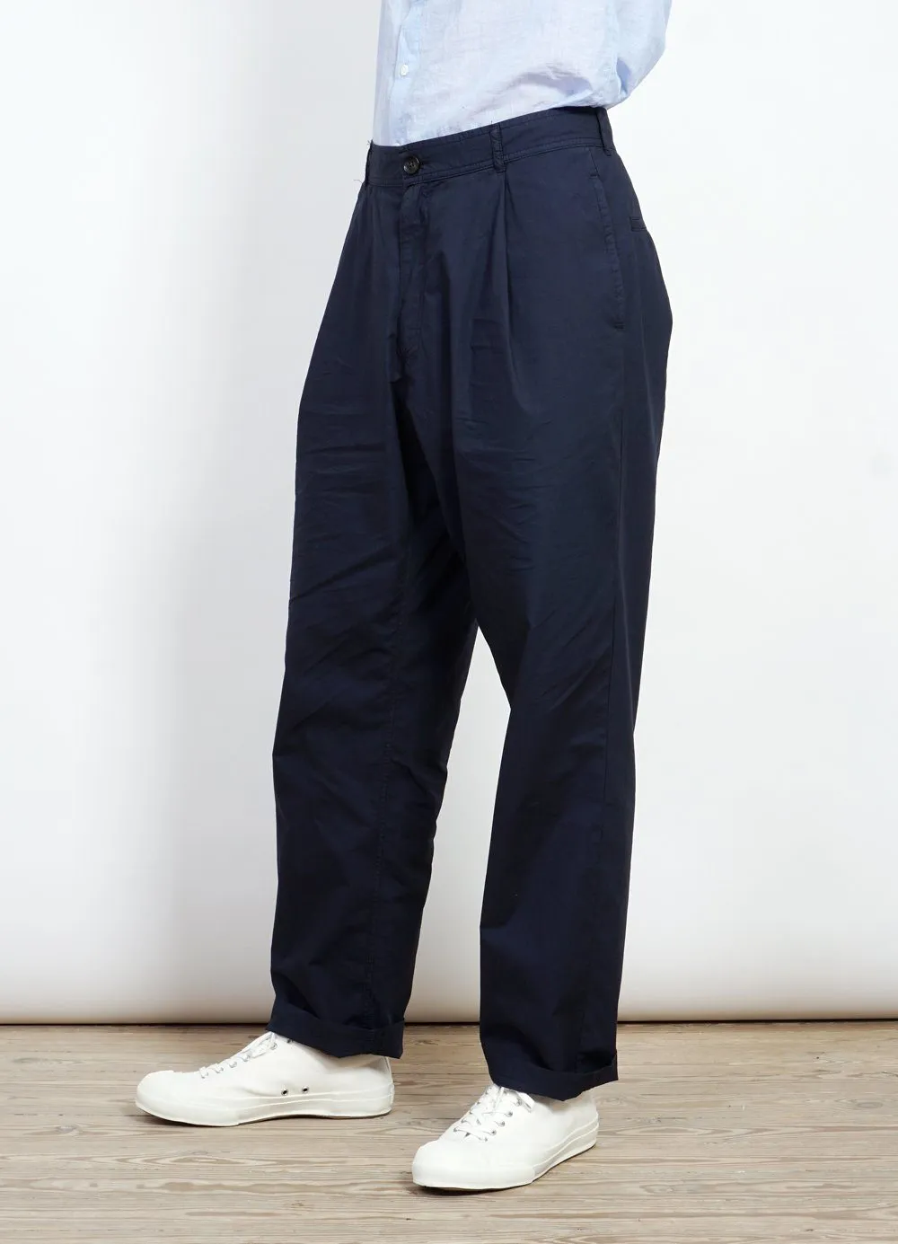 EIGIL | Light Wide Cut Summer Trousers | Navy