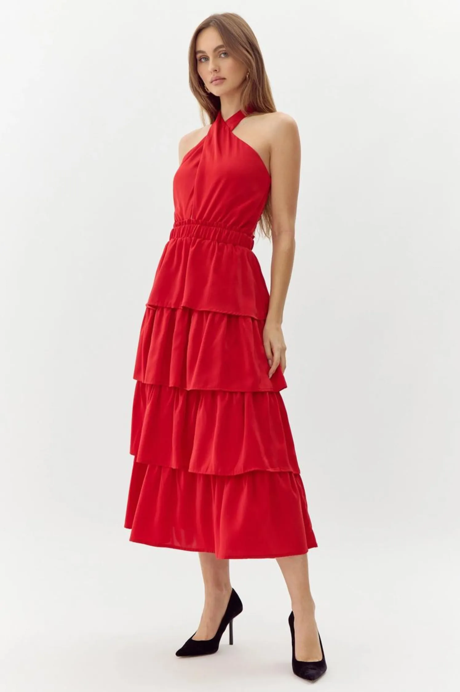 Eleanor Halter Tiered Midi Dress