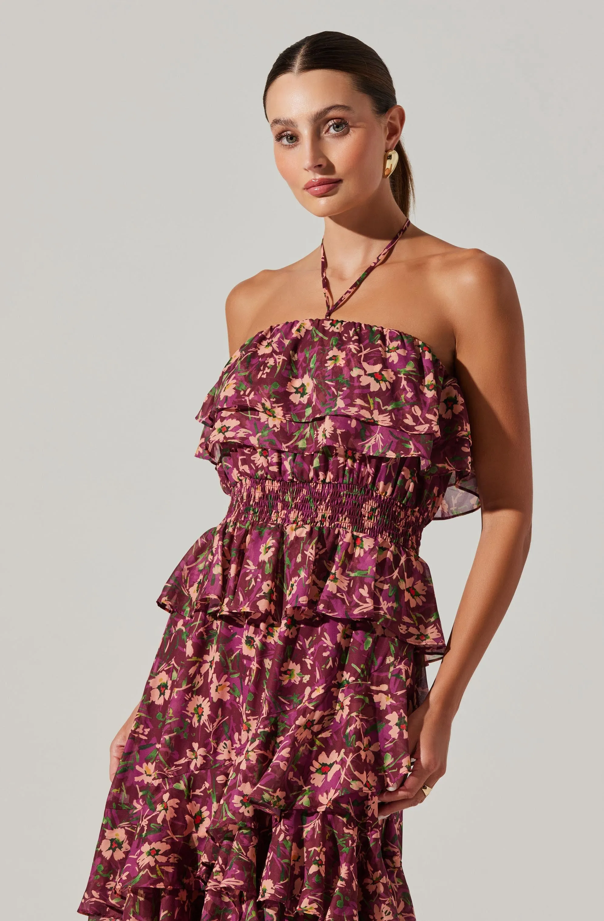 Elena Floral Halter Maxi Dress