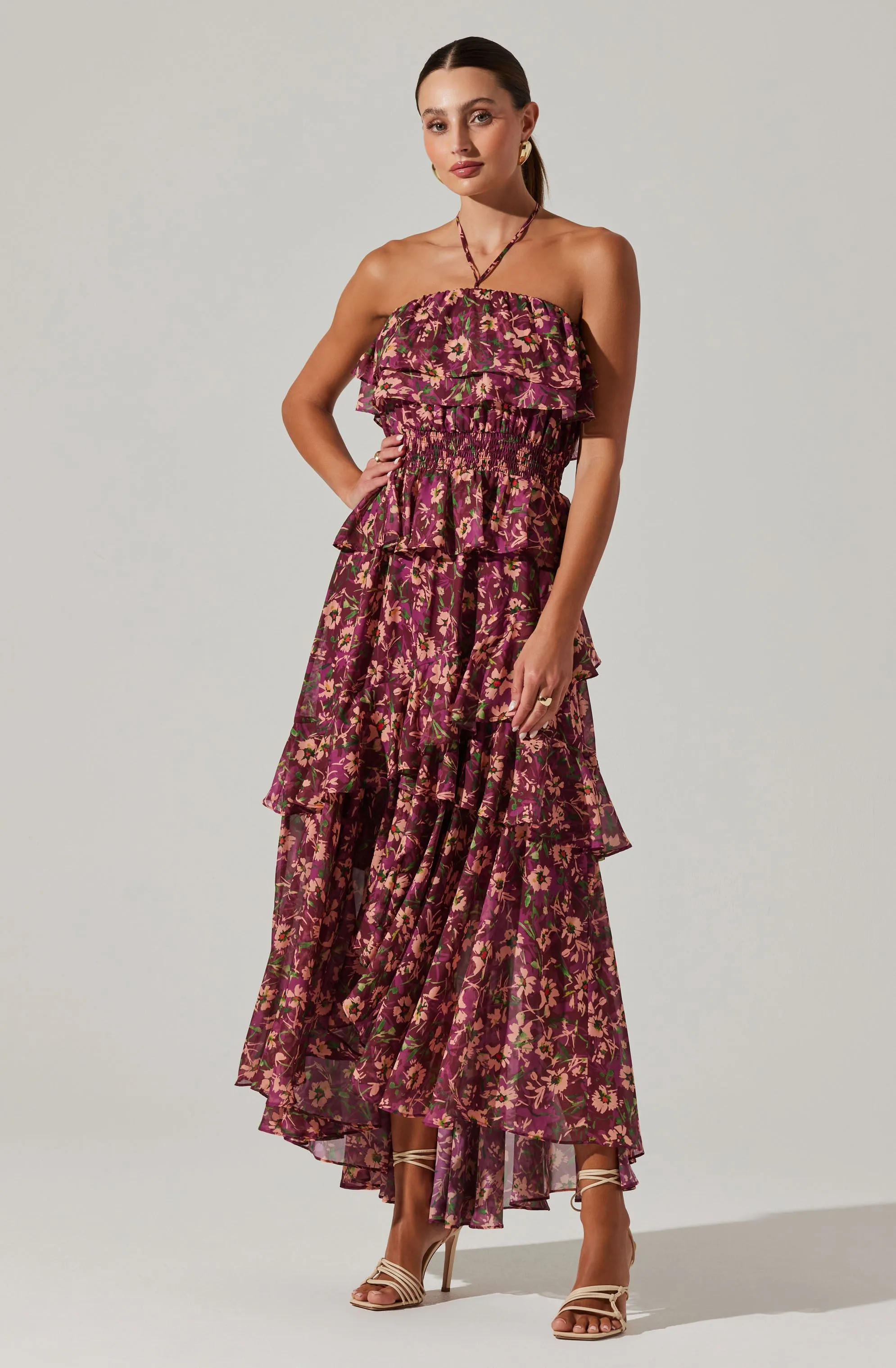 Elena Floral Halter Maxi Dress