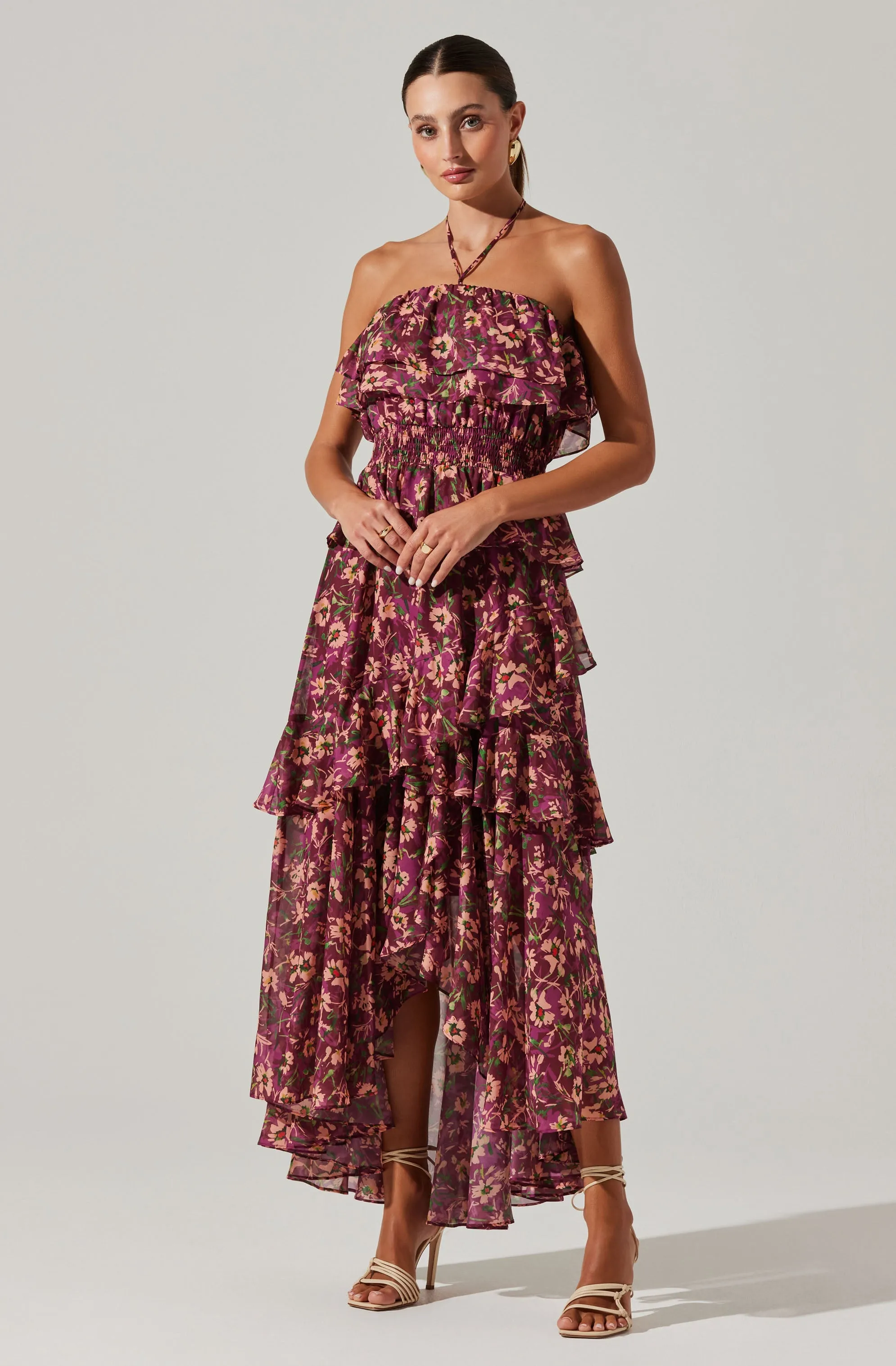 Elena Floral Halter Maxi Dress