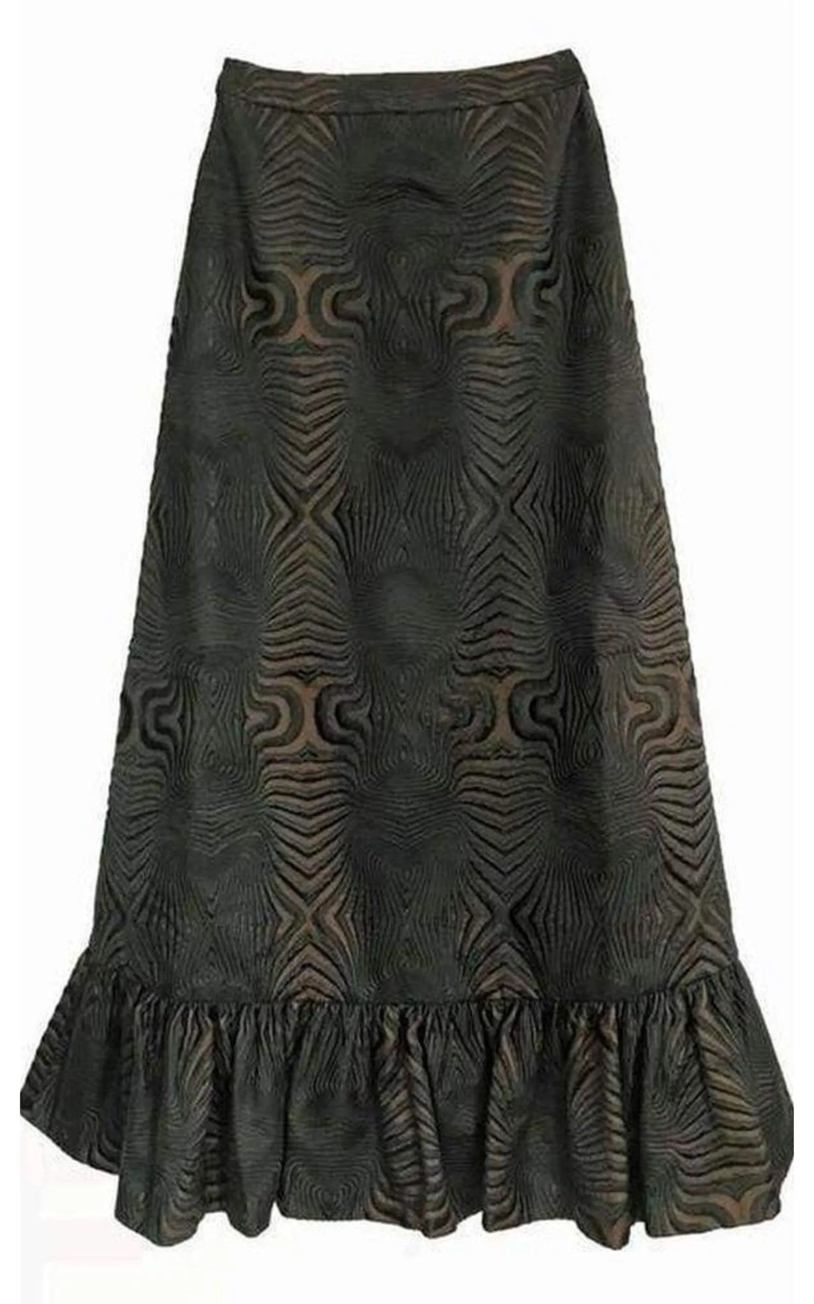 Embroidered Maxi Ruffle Hem Skirt