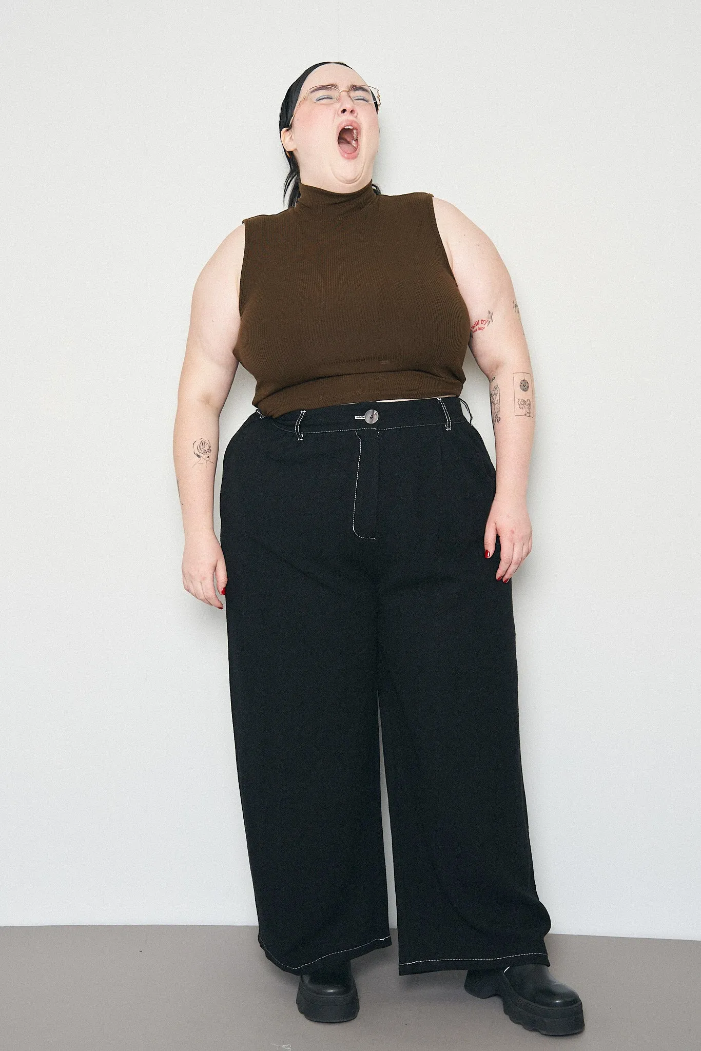 End of the world Black Linen Straight Leg Trousers