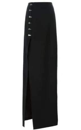 Eyelet Detail Stretch Crepe Maxi Skirt