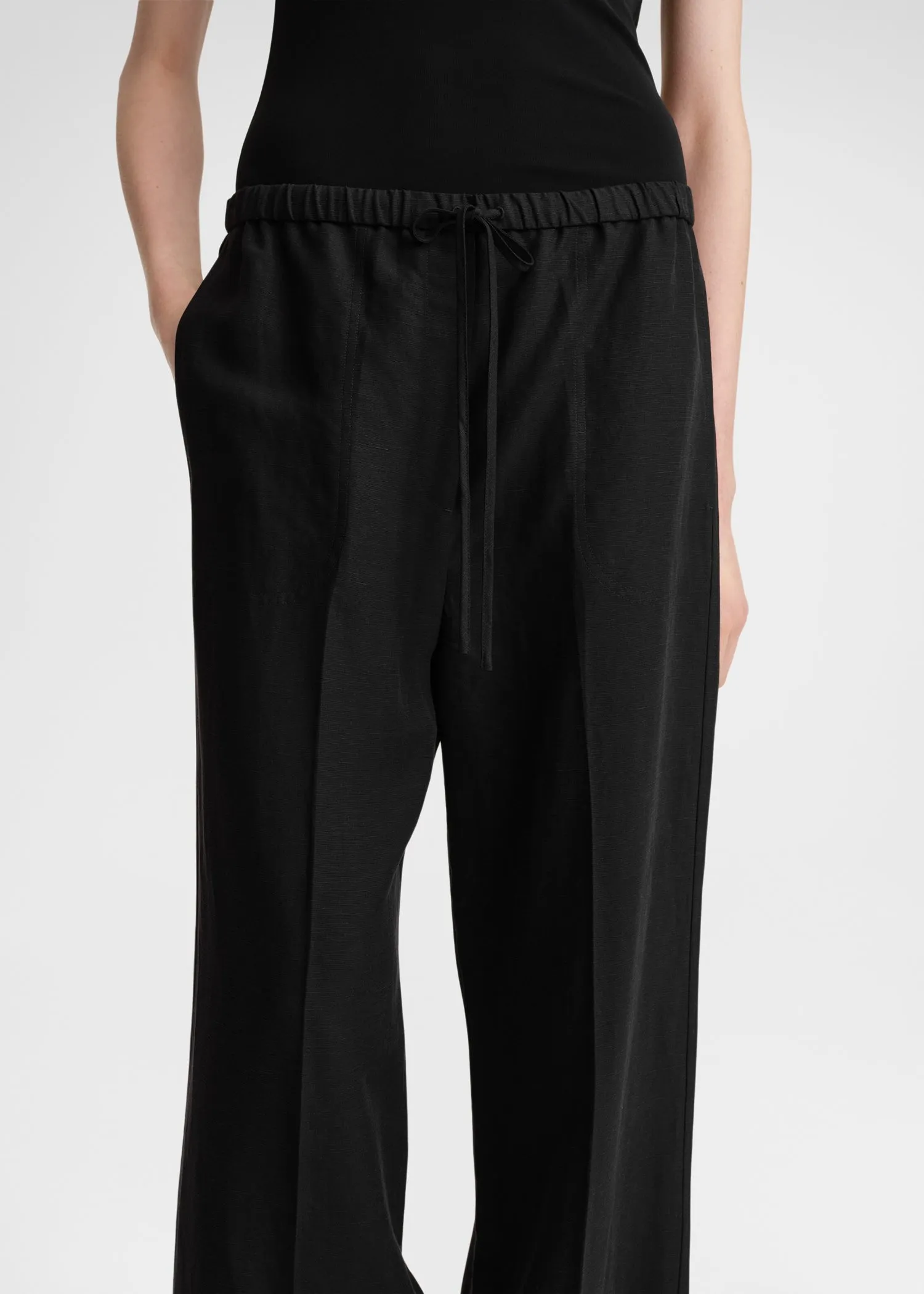 Fluid drawstring trousers black