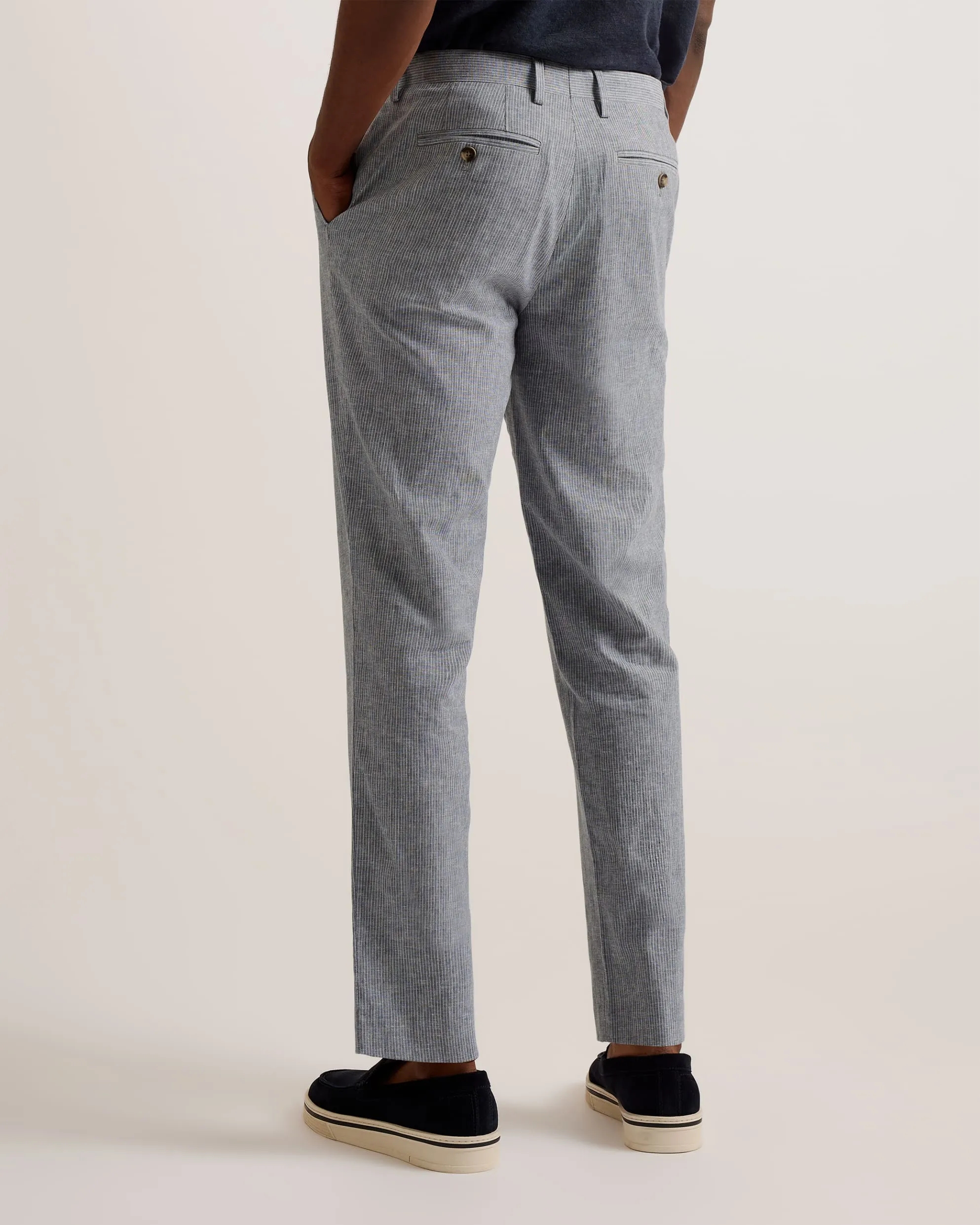 Frankt Slim Fit Pinstripe Tailored Trousers Lt-Grey