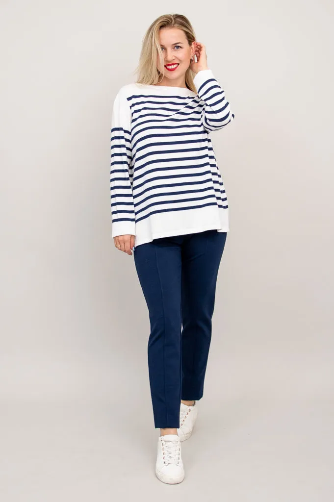 Frida Sweater, Indigo Stripe, Cotton