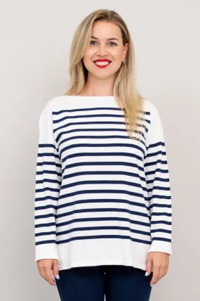 Frida Sweater, Indigo Stripe, Cotton