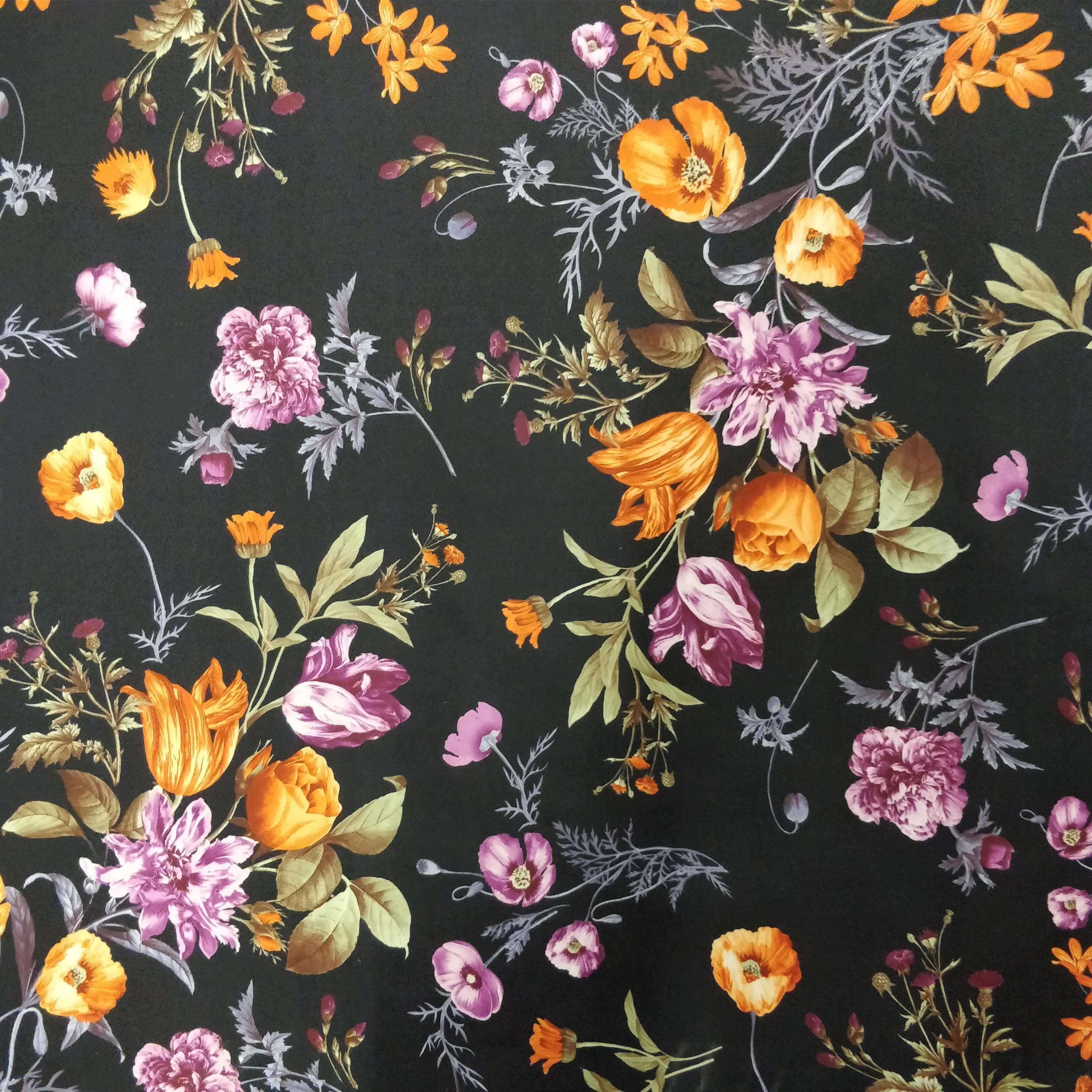 FS101_6 Black Base Floral Print