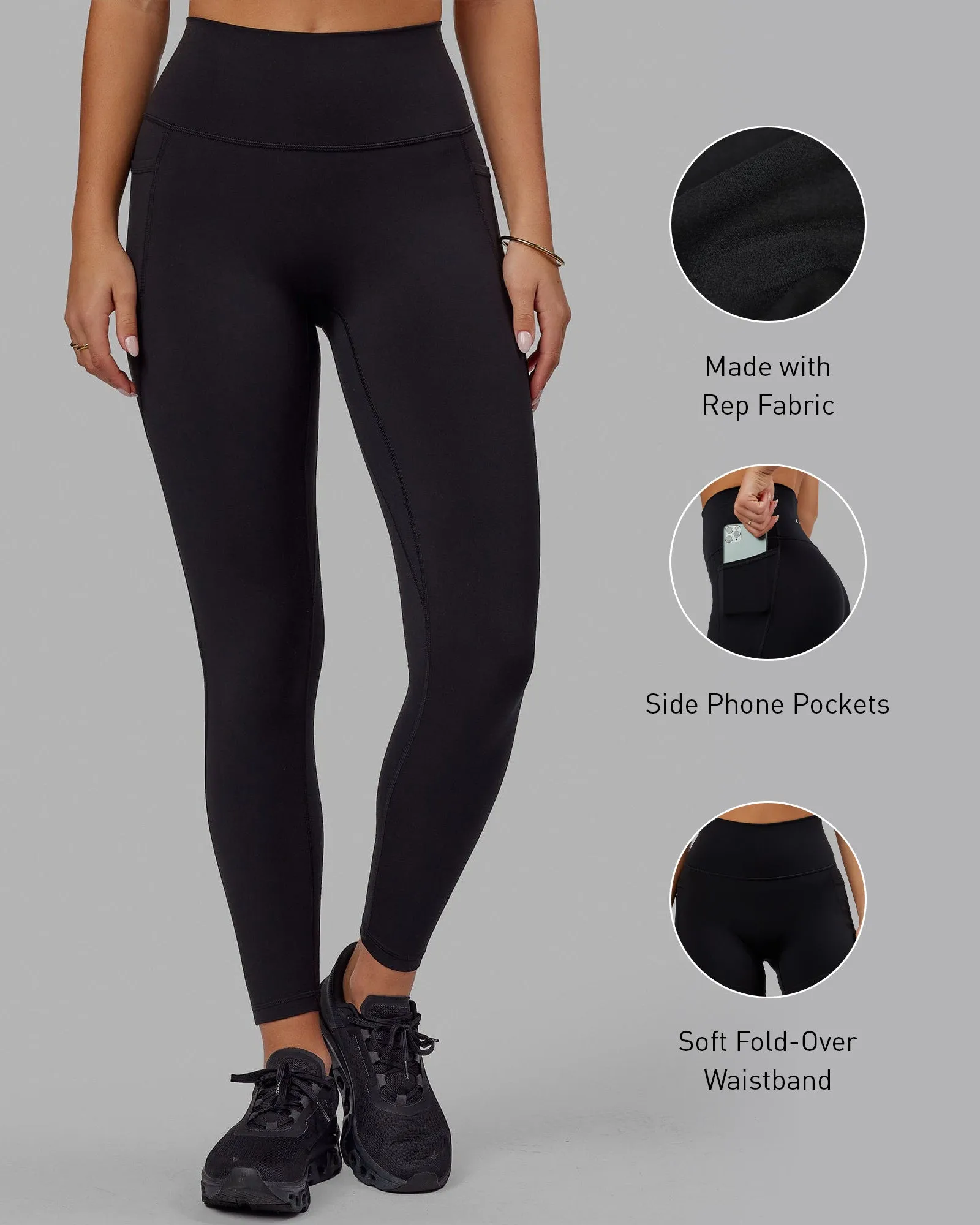 Fusion Full Length Leggings - Black-Black