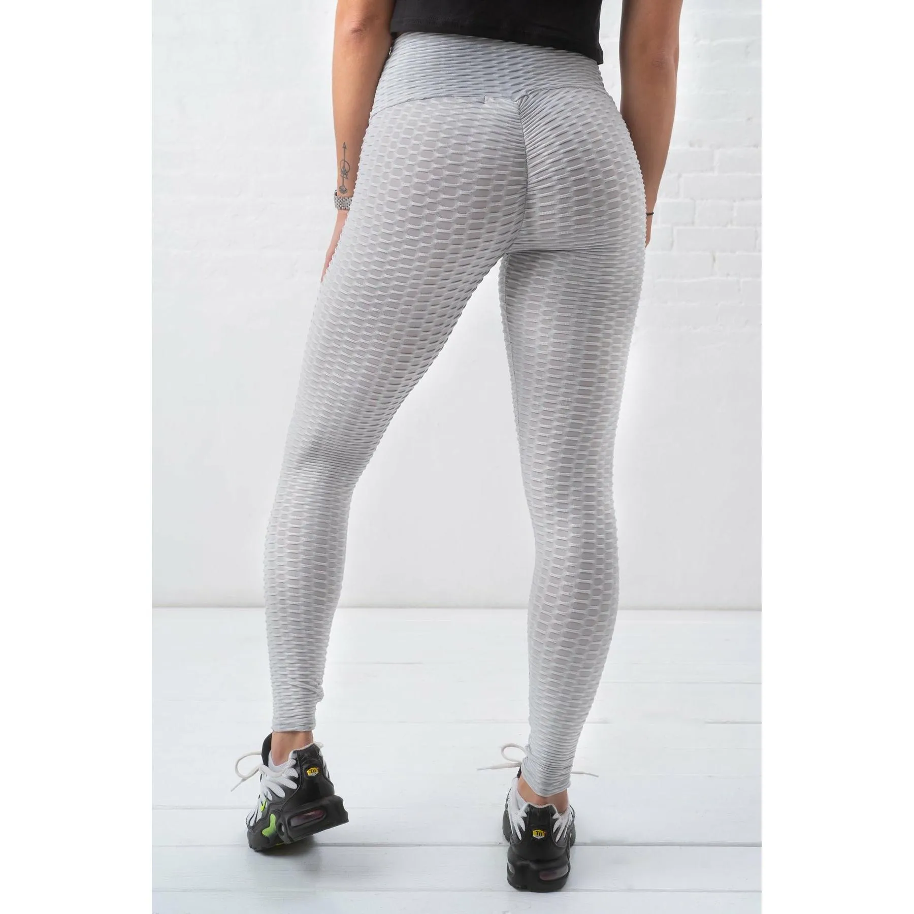 High Waist Honeycomb Waffle Knit Leggings