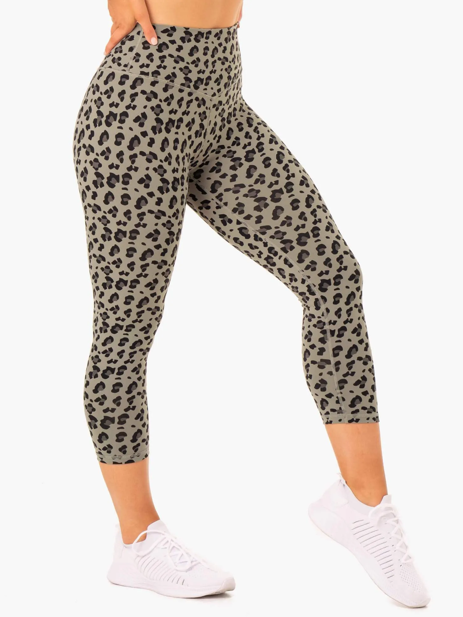 Hybrid 7/8 Leggings - Khaki Leopard