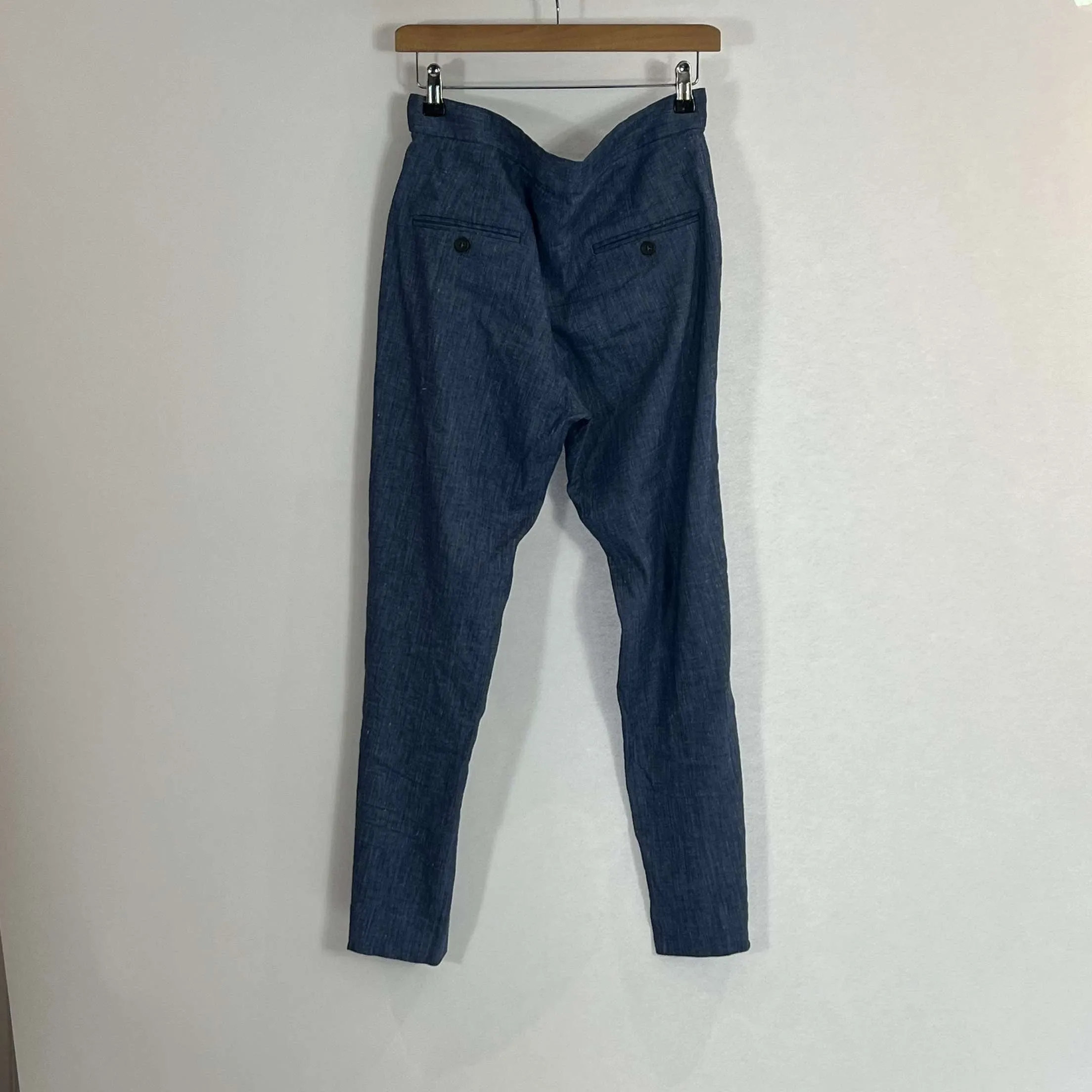 Isabel Marant Etoile Blue Linen Mis Straight Leg Trousers M