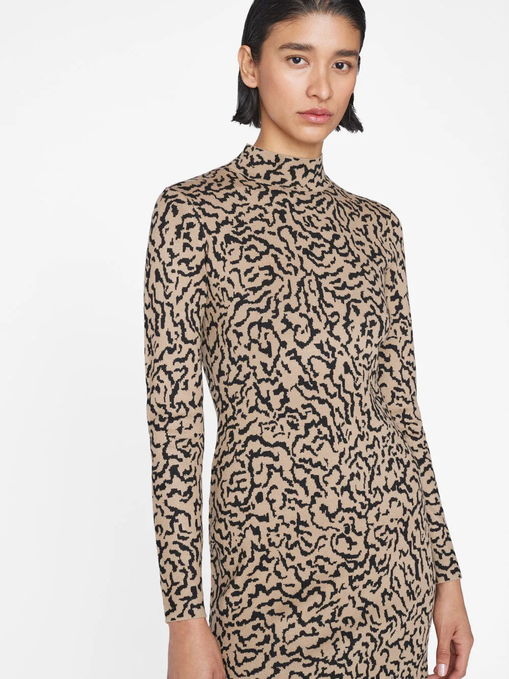 Jacquard Sweater Dress -- Light Camel Multi