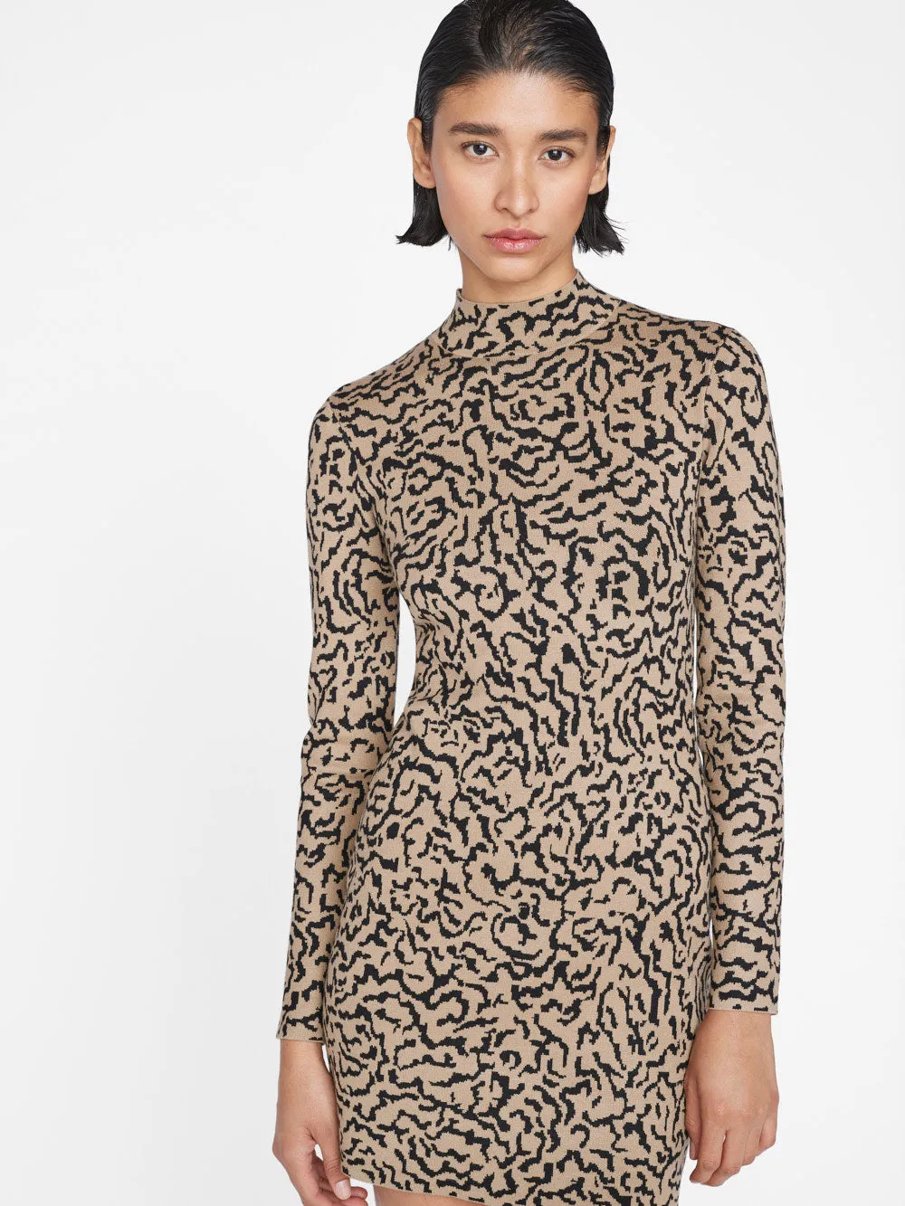 Jacquard Sweater Dress -- Light Camel Multi