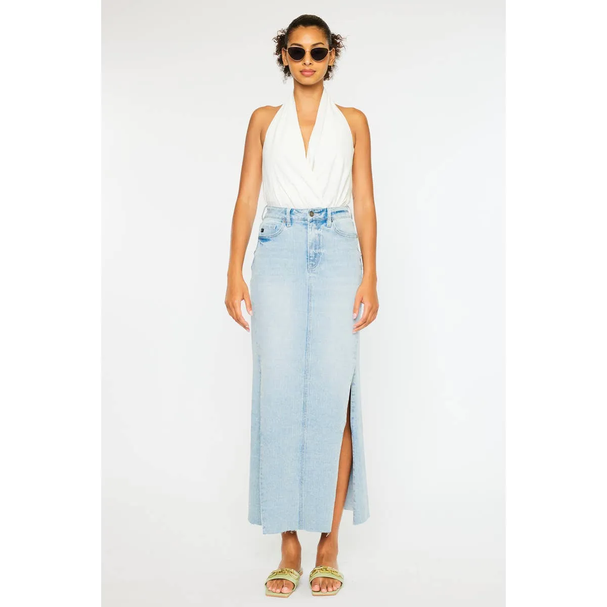 Kancan Melinda Maxi Denim Skirt - Light Wash