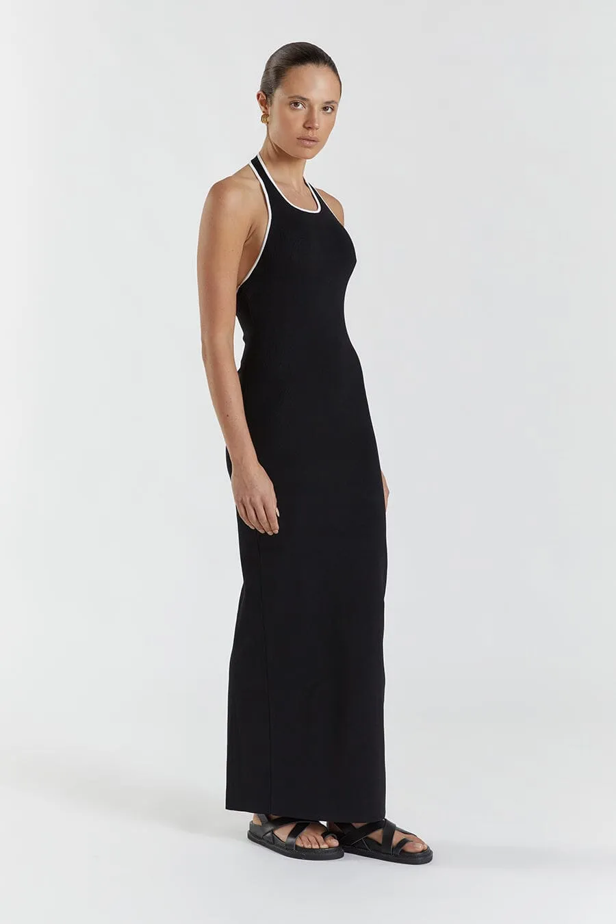 KARLIE BLACK BIND HALTER KNIT DRESS