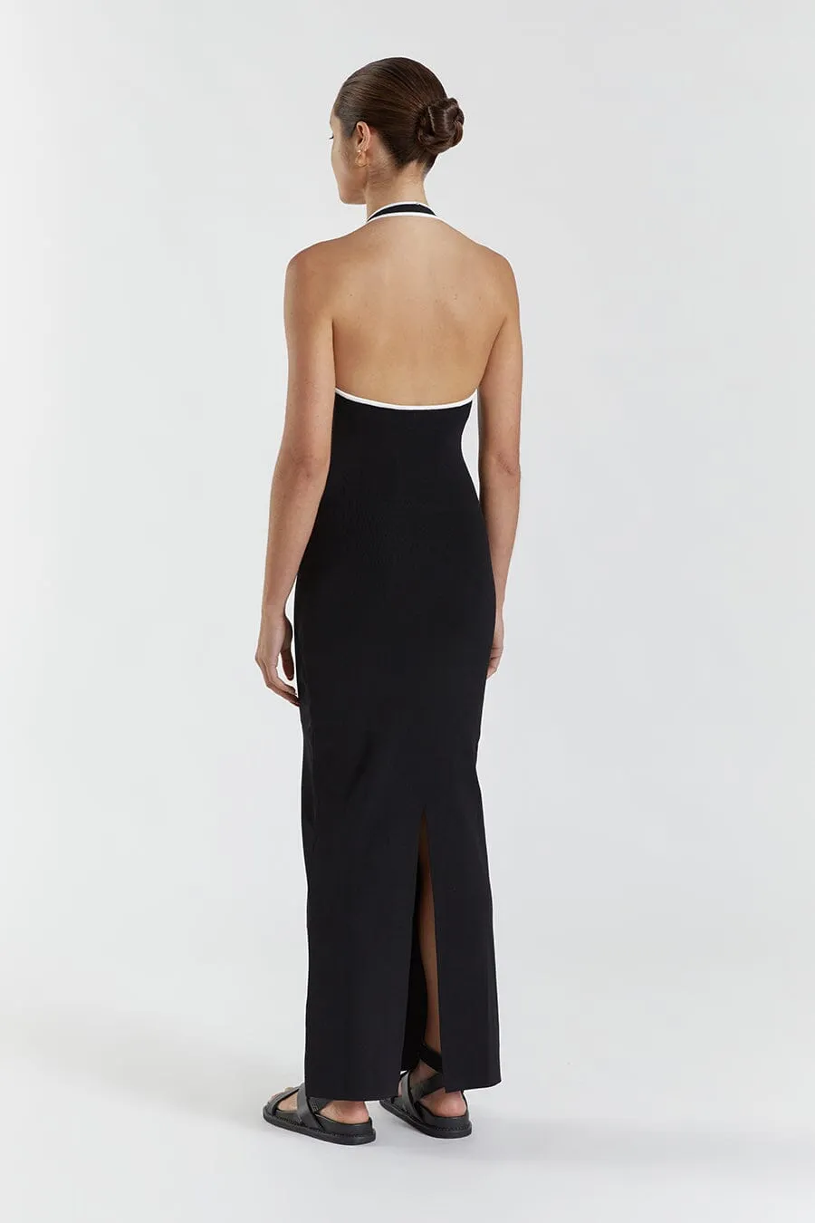 KARLIE BLACK BIND HALTER KNIT DRESS