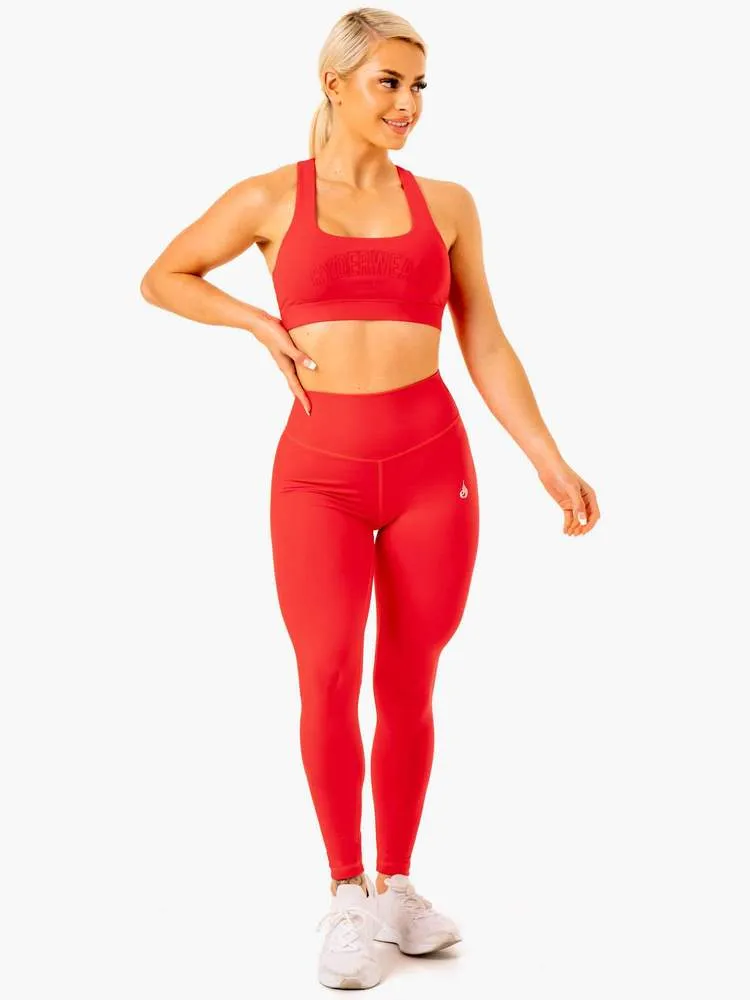 KNOCKOUT HIGH WAISTED SCRUNCH LEGGINGS RED