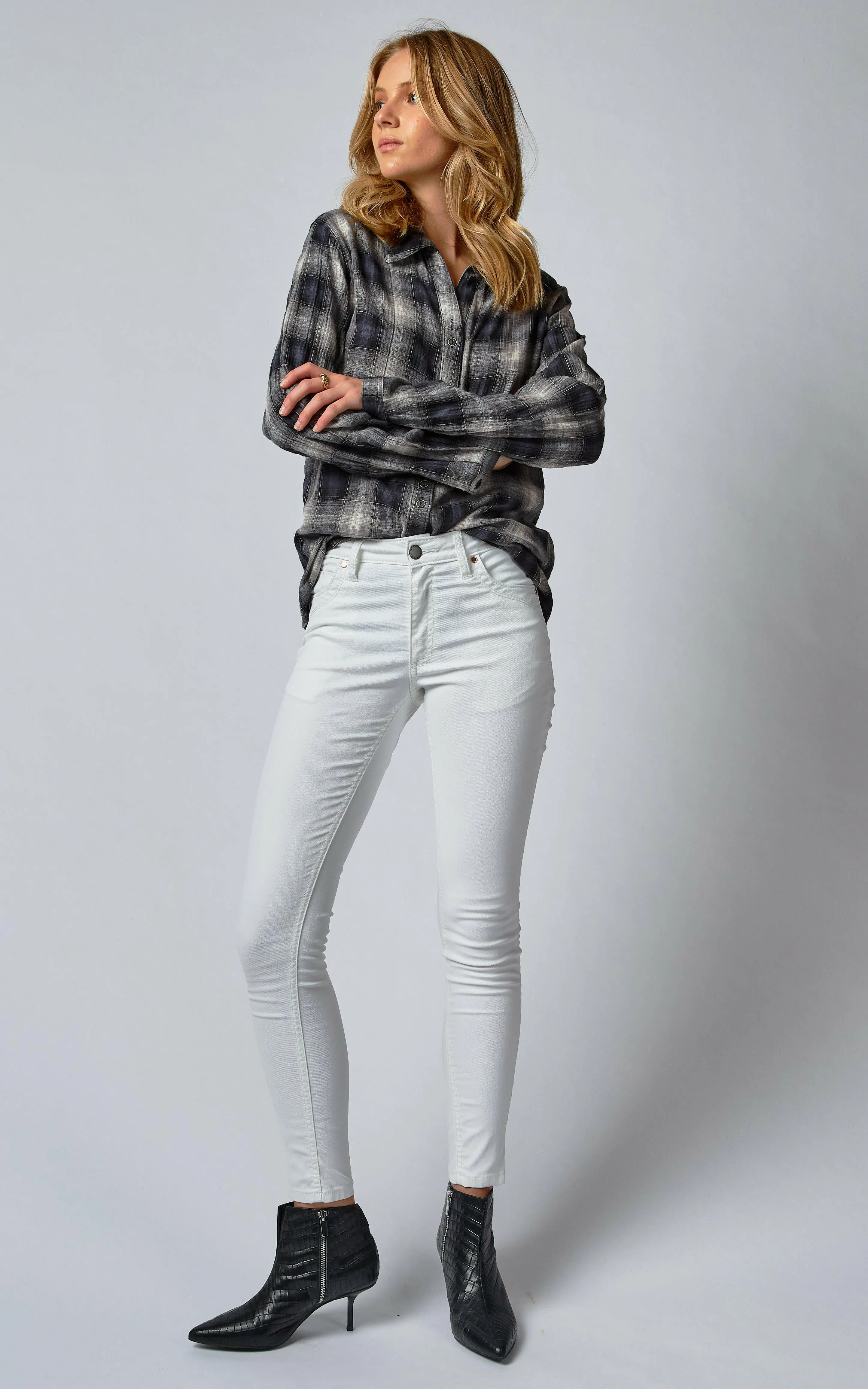 Lauren Mid Rise Coated White Jeans