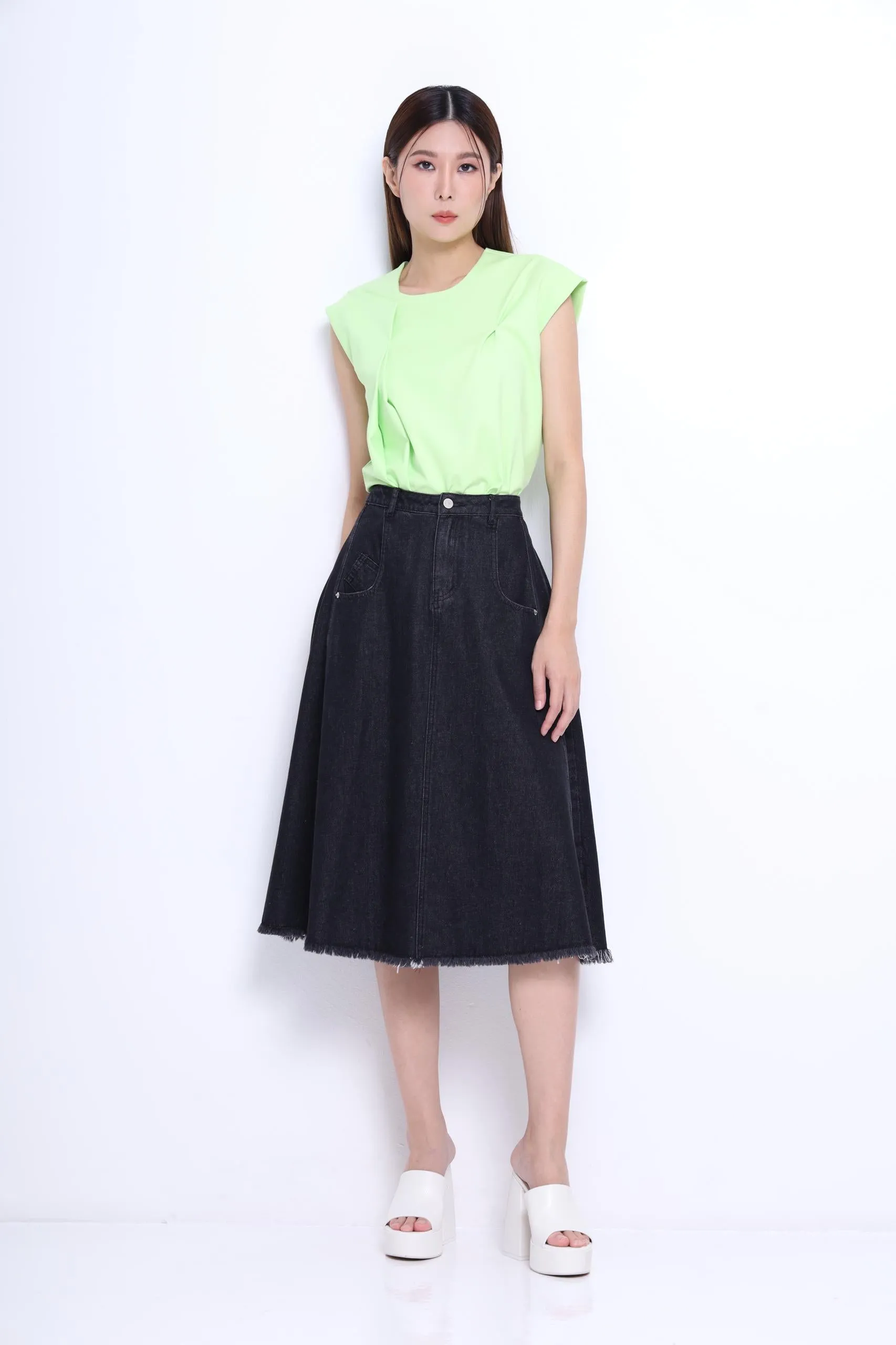 Laylin Denim A-line Skirt