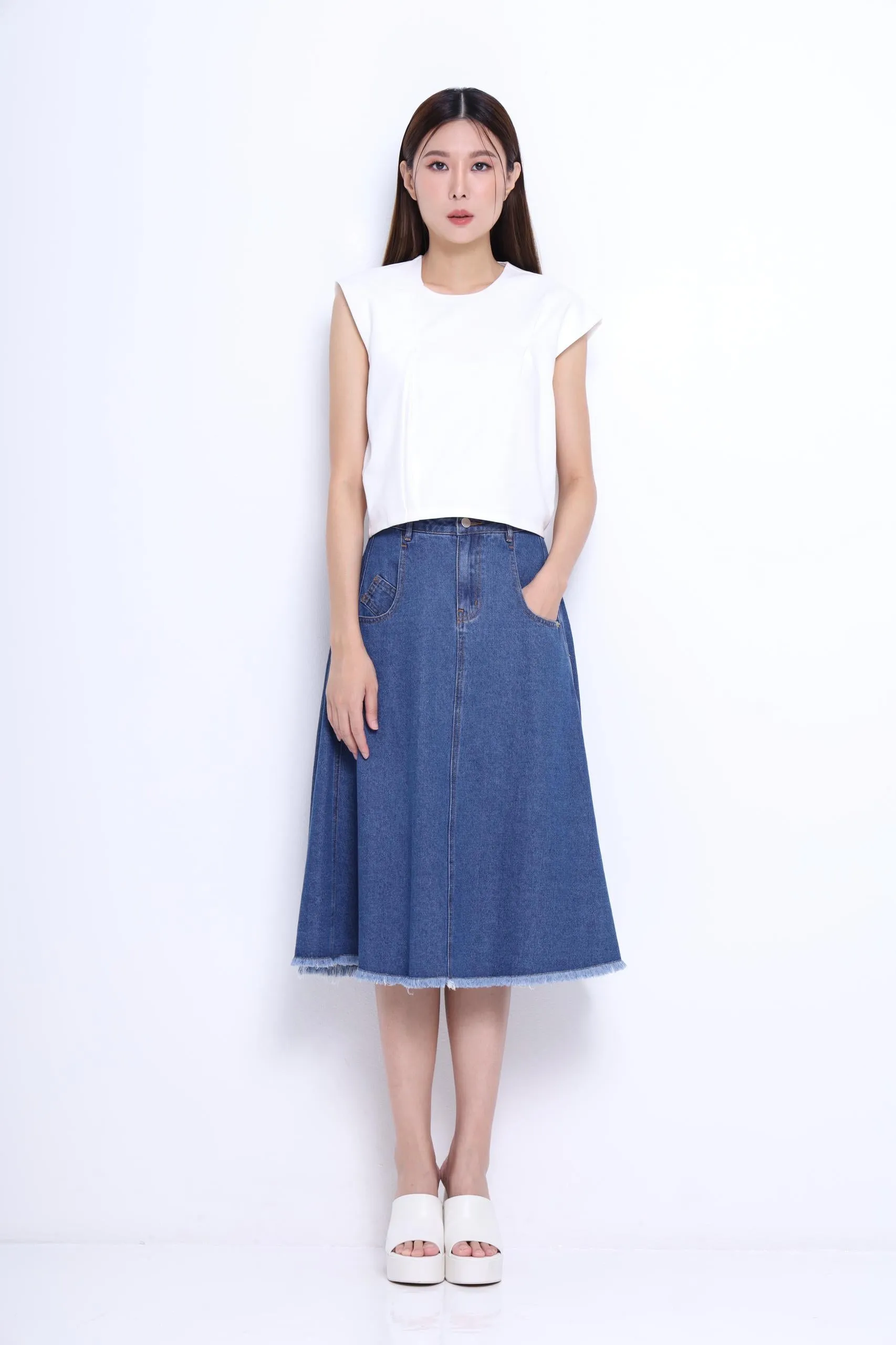 Laylin Denim A-line Skirt