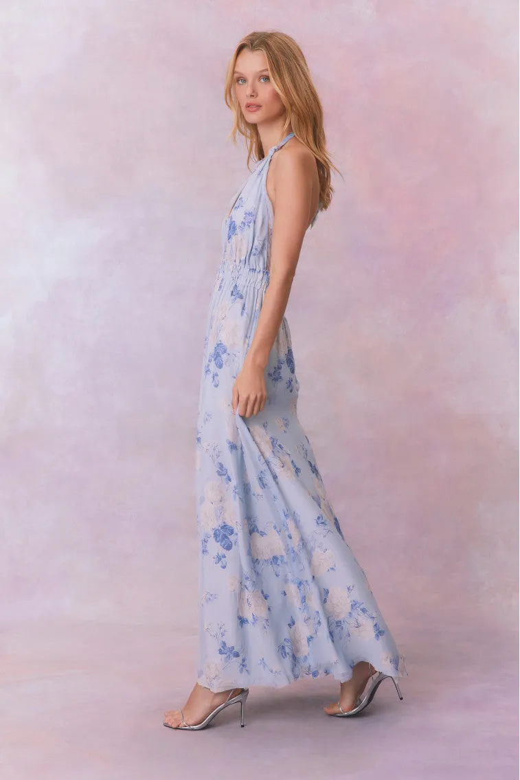 Love Fragrance Halter Maxi Dress-WHISPER BLUE