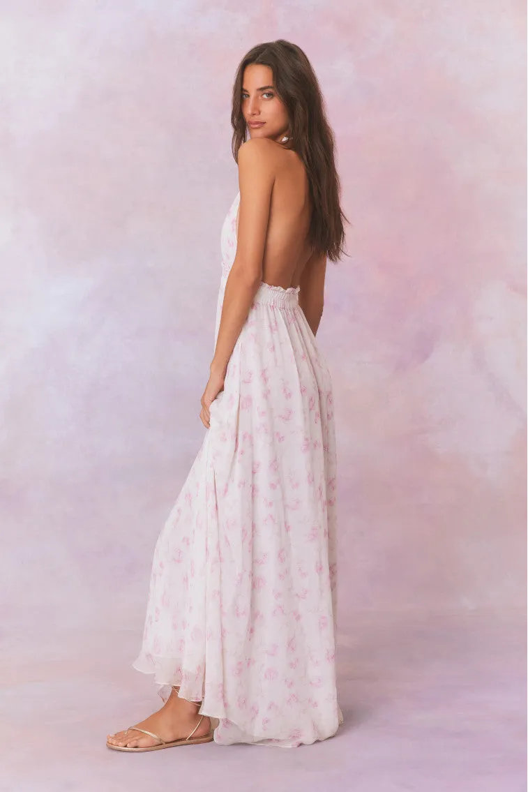 Love Fragrance Halter Maxi Dress- STERLING DUSK