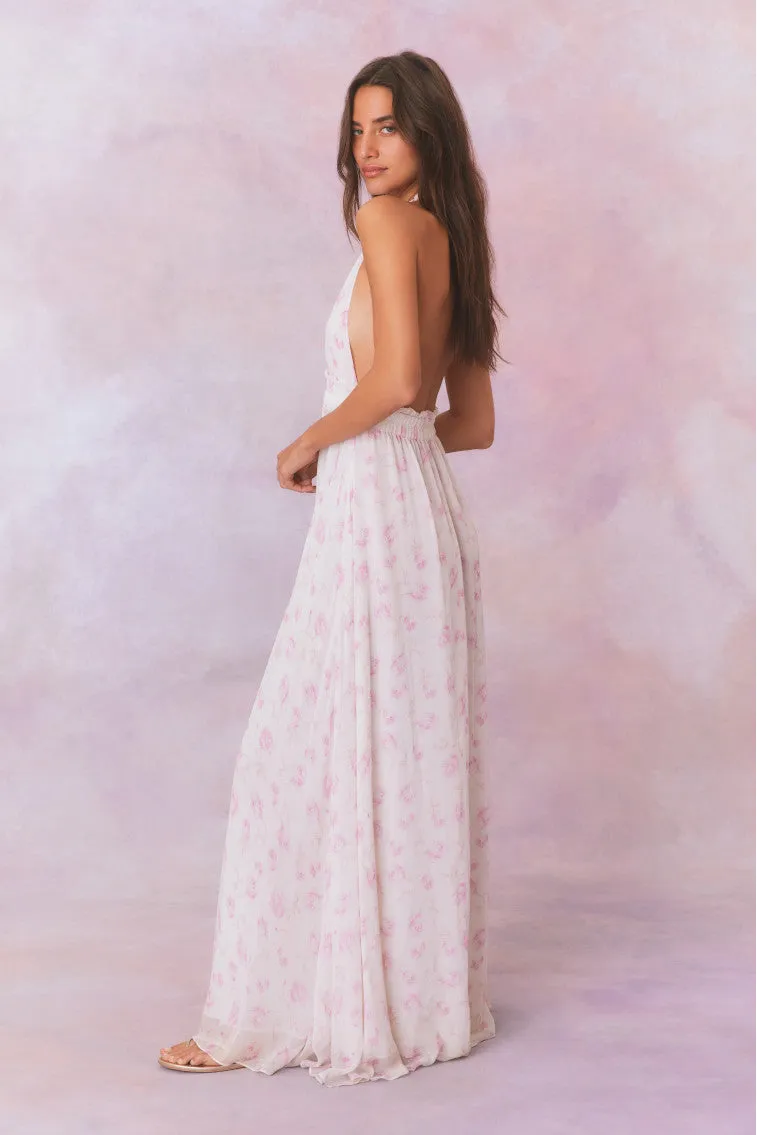 Love Fragrance Halter Maxi Dress- STERLING DUSK