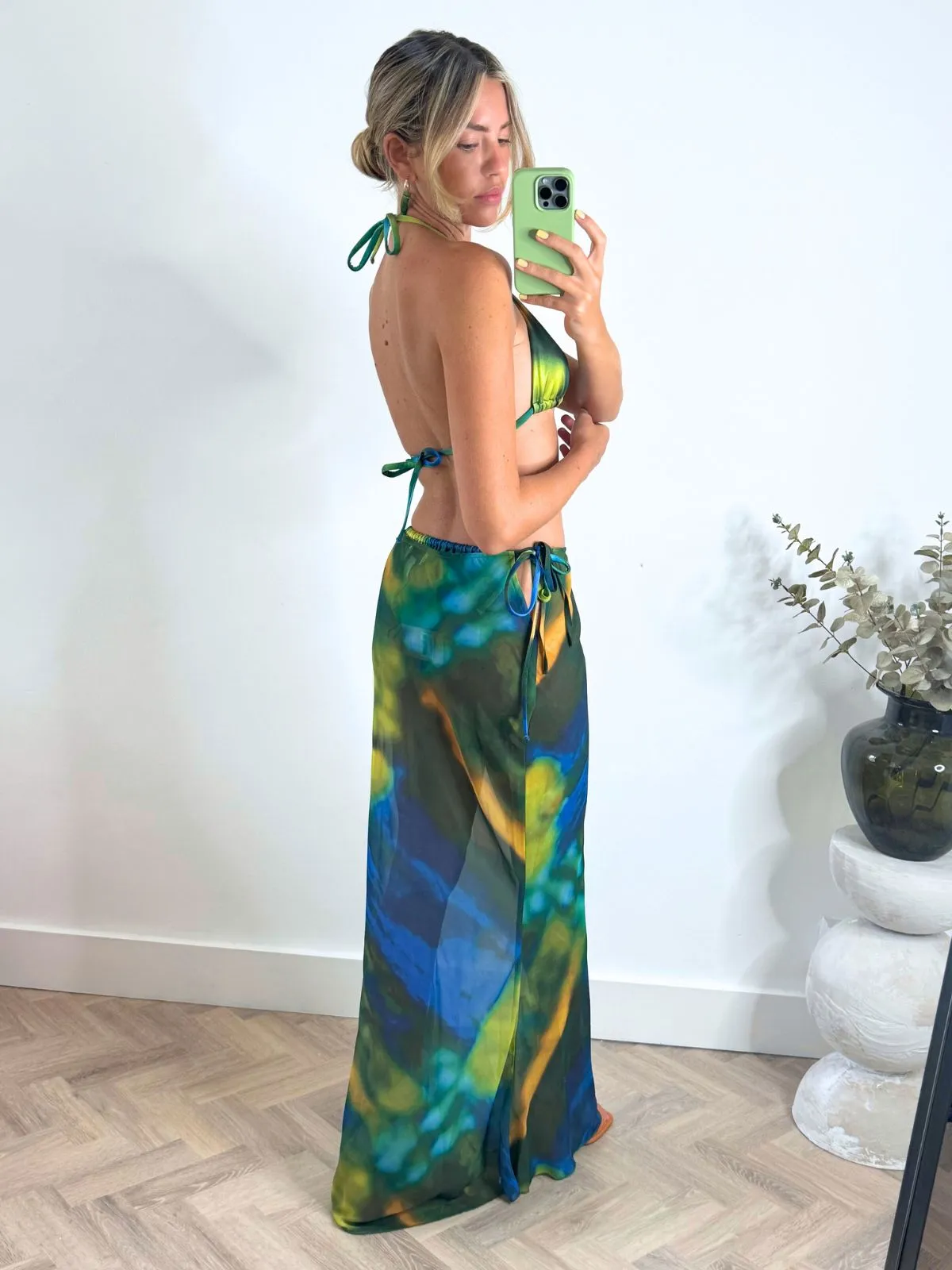 Malibu Sheer Beach Maxi Skirt / Blue and Green